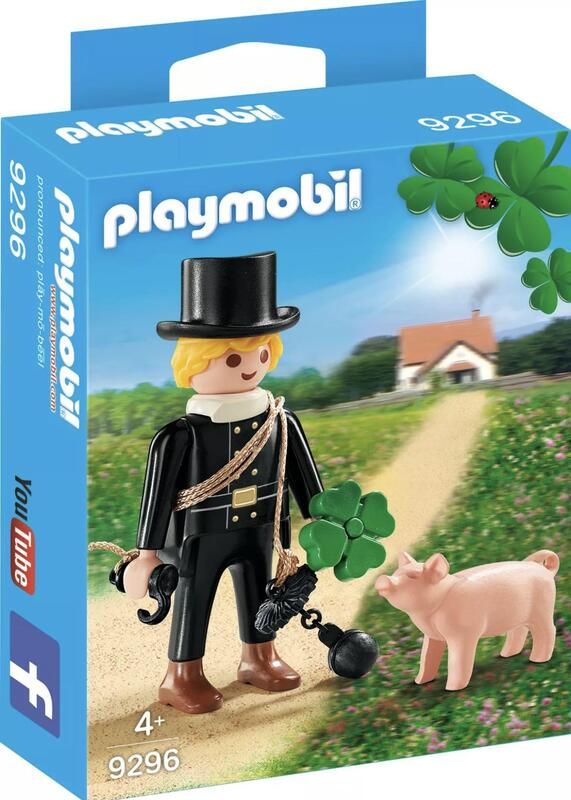 全新 盒裝 摩比 PLAYMOBIL 9296 高帽子 煙囪工人 與 豬 幸運草 四葉草