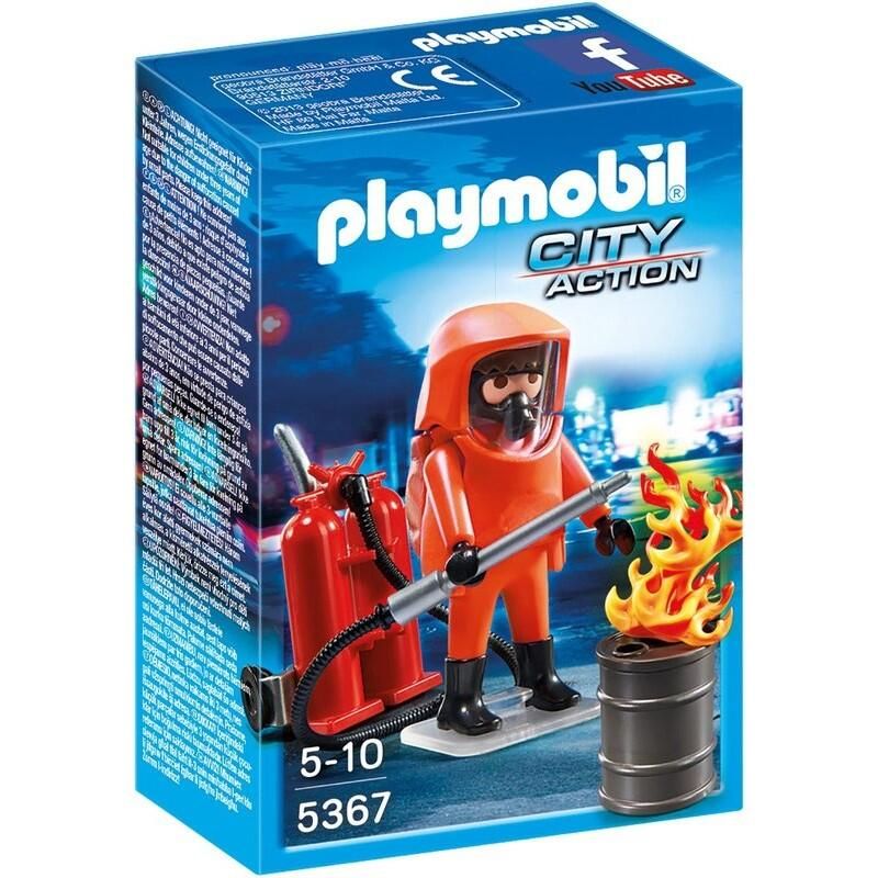 全新 盒裝 德國 摩比 Playmobil 5367 紅色 特殊 消防員 防火裝 化學兵 防護衣 消防