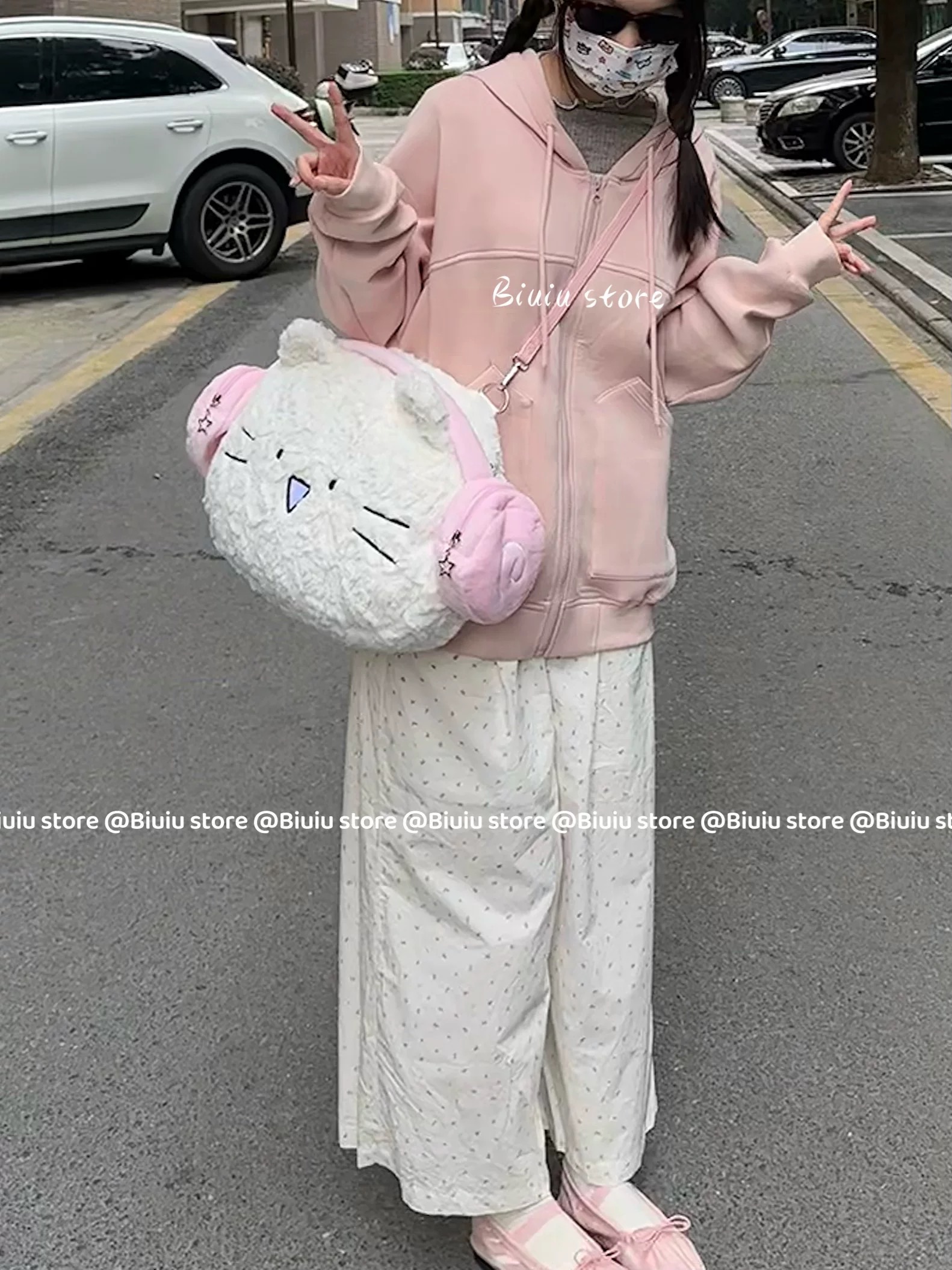 復活款🍀 毛絨耳機貓雙肩包 不含側背帶