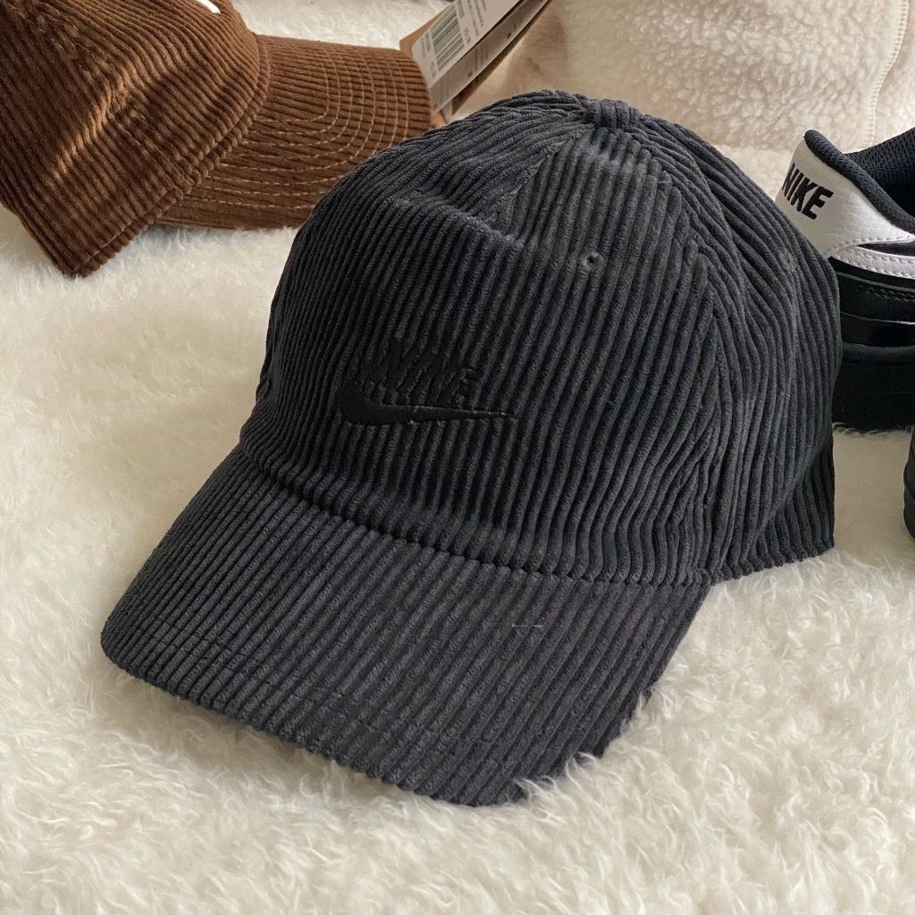 NIKE CLUB CAP 黑色 燈芯絨 經典 可調式金屬扣 弧型帽舌 棒球帽 老帽【FB5375-010】