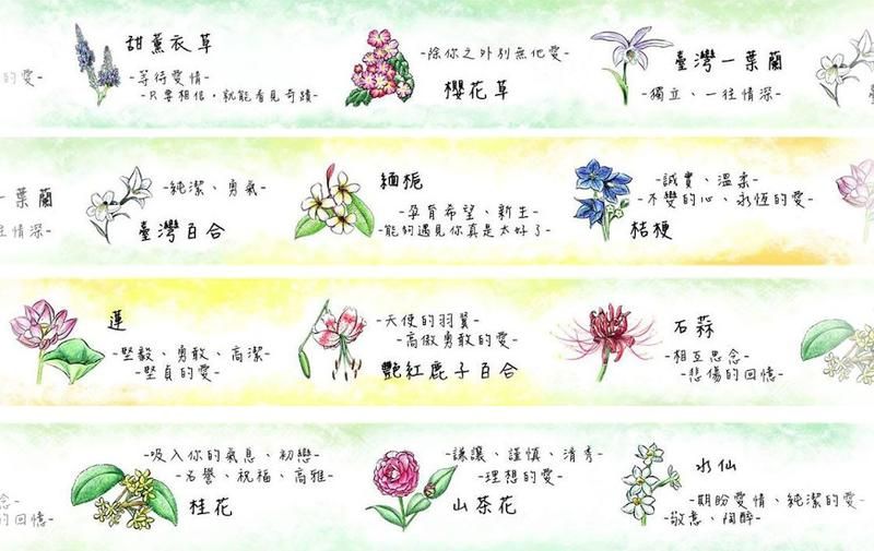 季節花卉花語紙膠帶 台灣和紙 2cm x 10 m