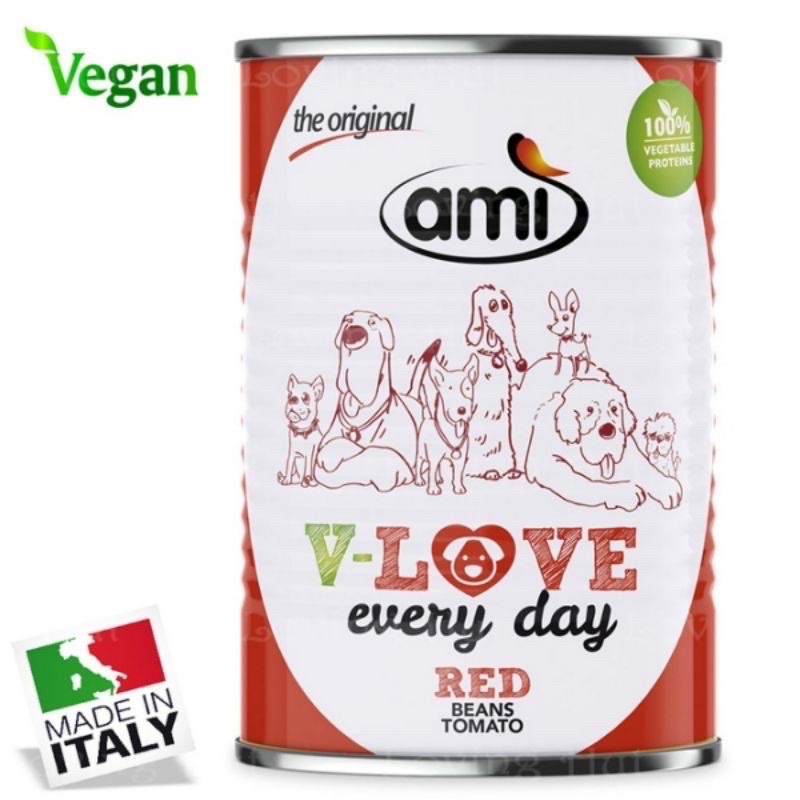 阿米狗罐頭-紅罐 Vegan AMI Dog 400g 紅豆 番茄_純素寵物食品_ 素食主食罐 營養添加