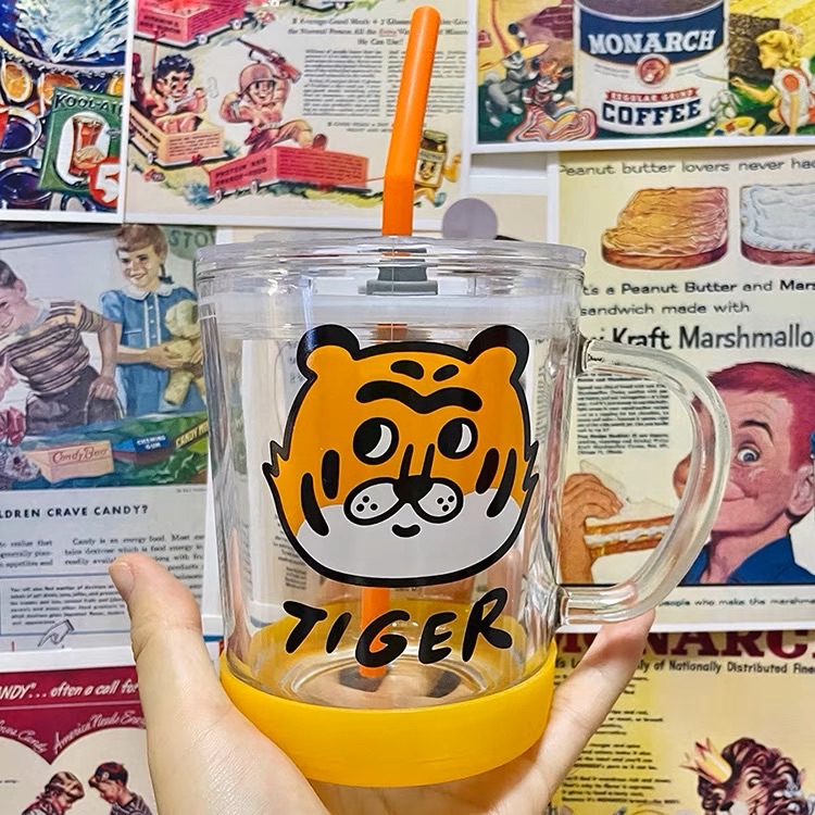 PIDO STORE 虎年多喝水玻璃杯 贈吸管