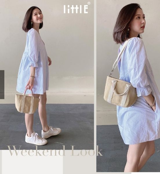 早苗帆布 mini托特包 帆布包 淺黃色