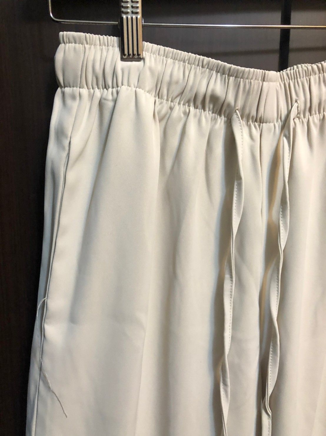 杏色鬆緊長寬褲 寬褲 鬆緊帶