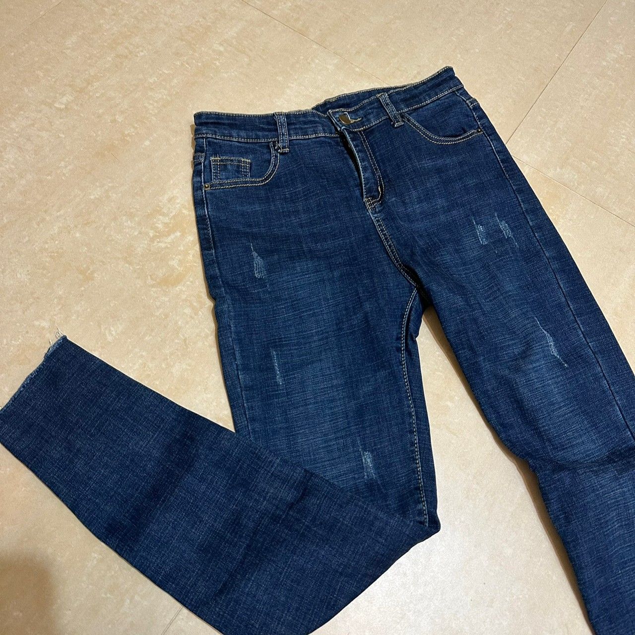 藍色刷毛牛仔褲 XL