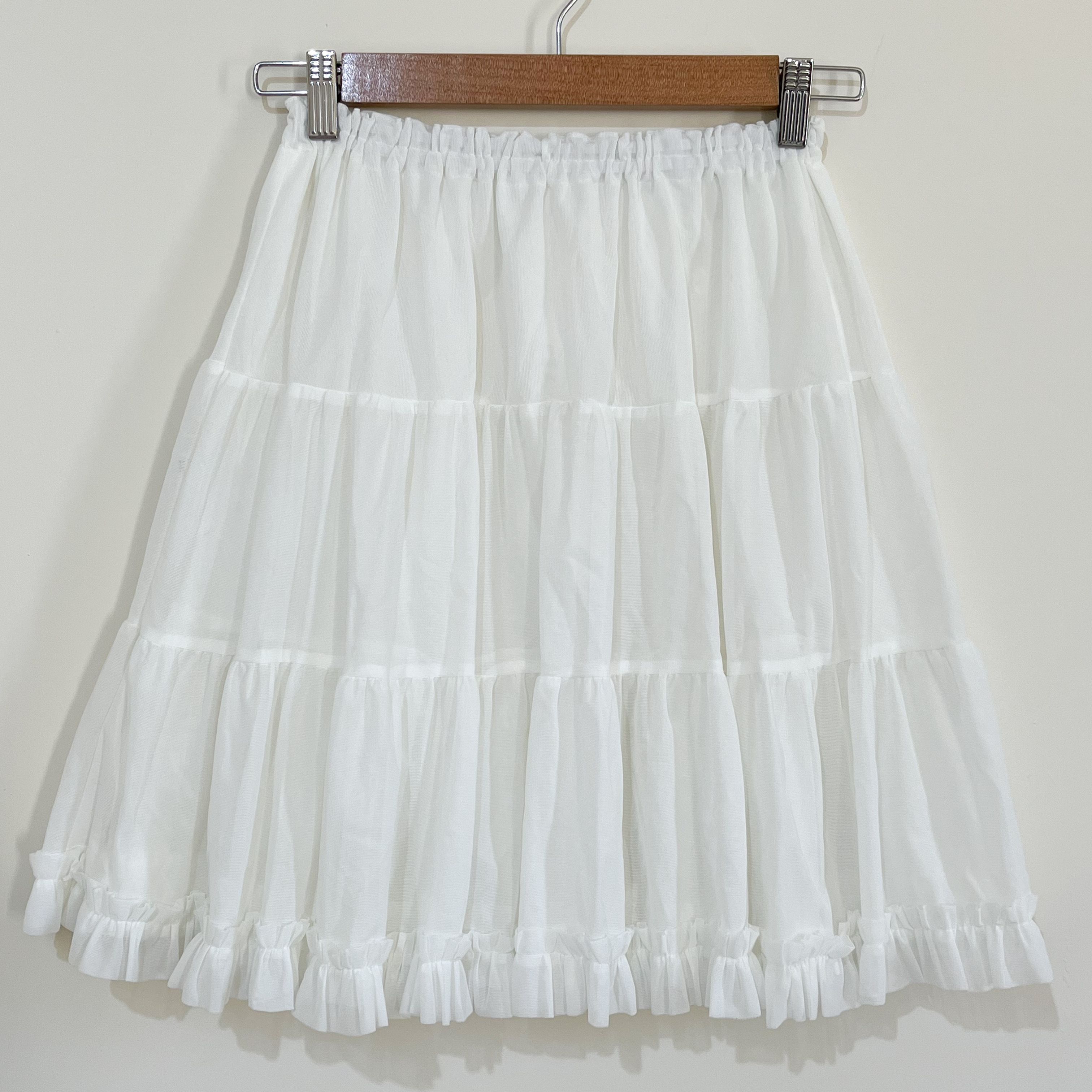 日本 福工作室 乳白色荷葉邊內搭襯裙 50公分長