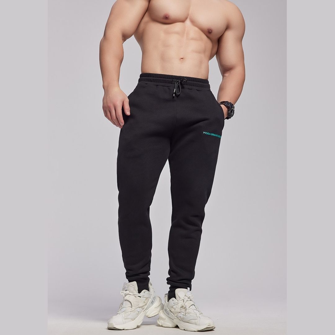 ONE＆FIT-MOEA SPORT 運動純棉長褲-黑色