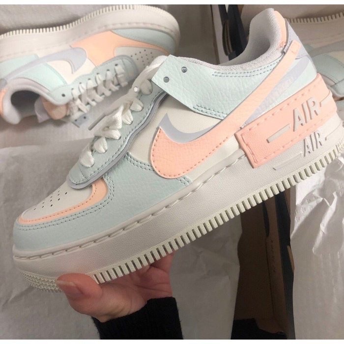 Nike Air Force 1 Shadow 淡藍粉 馬卡龍色 解構風 CU8591-104