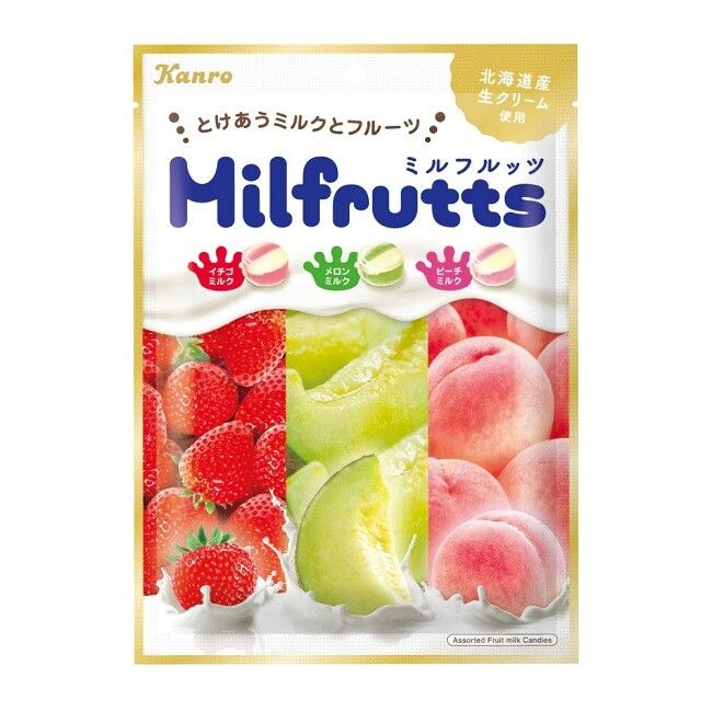 🍬日本KANRO 🍈🍓🍑3種水果牛奶風味糖🎉 硬糖 🍦🍧甘樂水果糖🍓🍑🍈