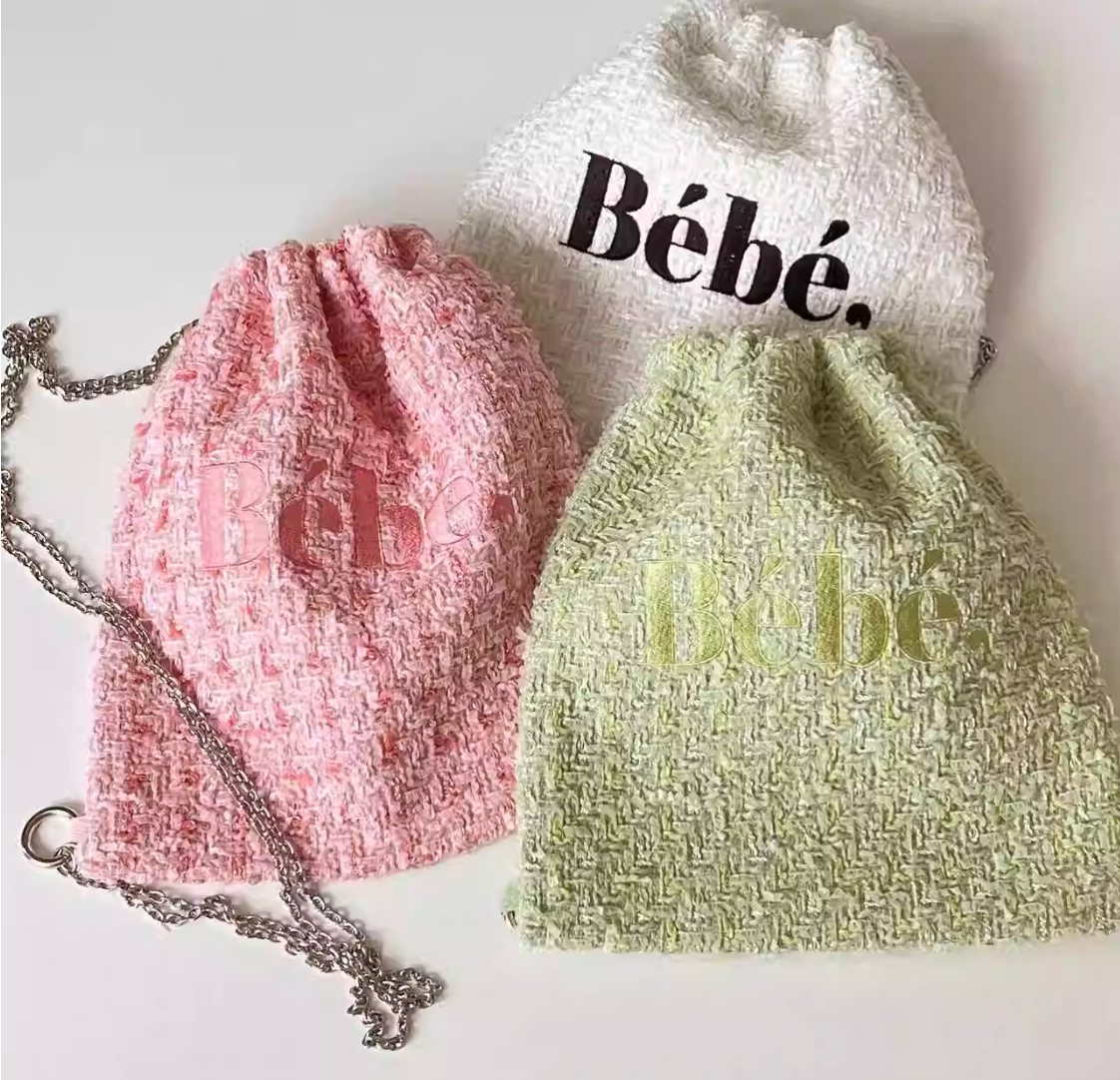 韓國代購🇰🇷 韓國品牌NOIRNINE Bebe 粗花刺繡鏈條後背包 芭比粉