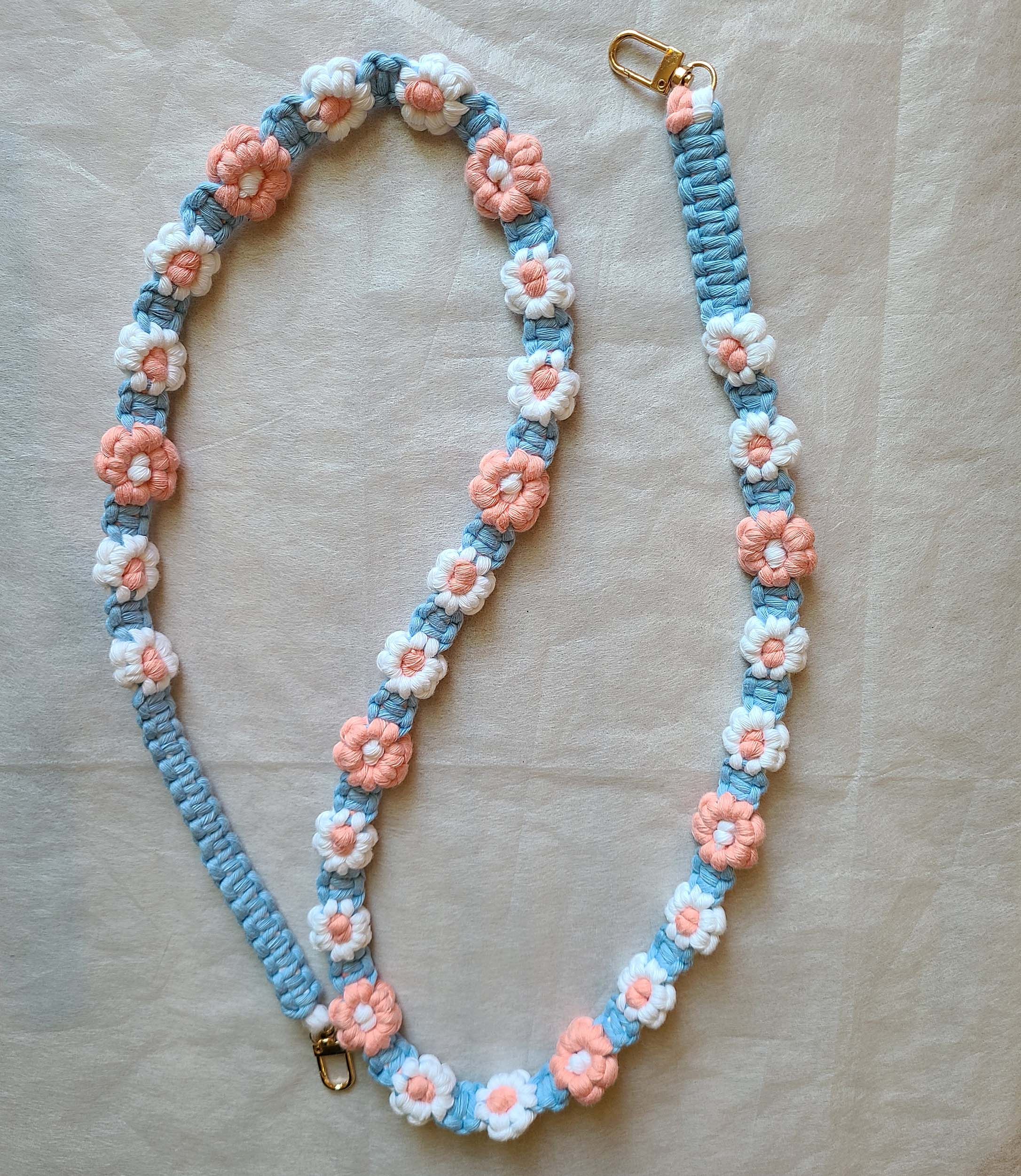 🐷豬羊編色🐑 【全花花】小花 雛菊 手機 鑰匙圈 掛繩 macrame 編織 側背 DIY 可客製 純手作