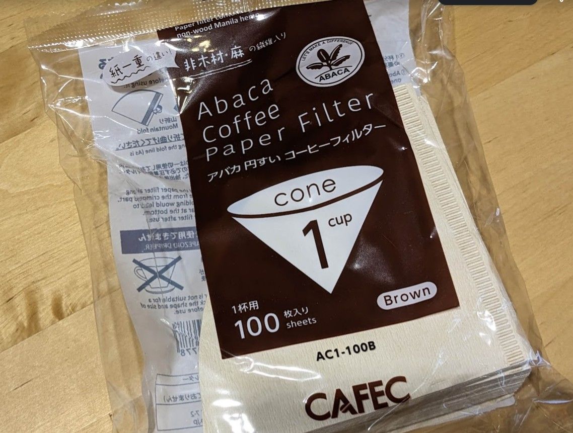 CAFEC三洋錐形無漂白濾紙 AC1-100B  每包100入 101型 1-2人份用 100%無漂白 V60圓錐型