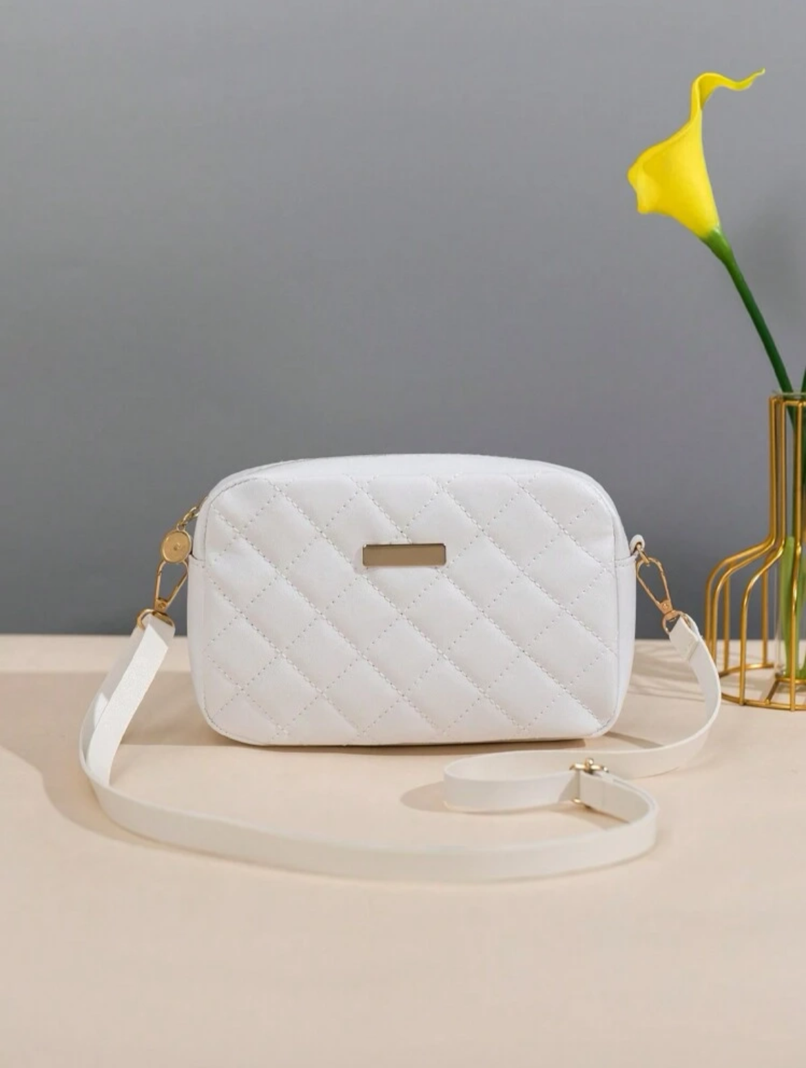 新款時尚刺繡菱形紋理斜肩包，休閒女式手提包