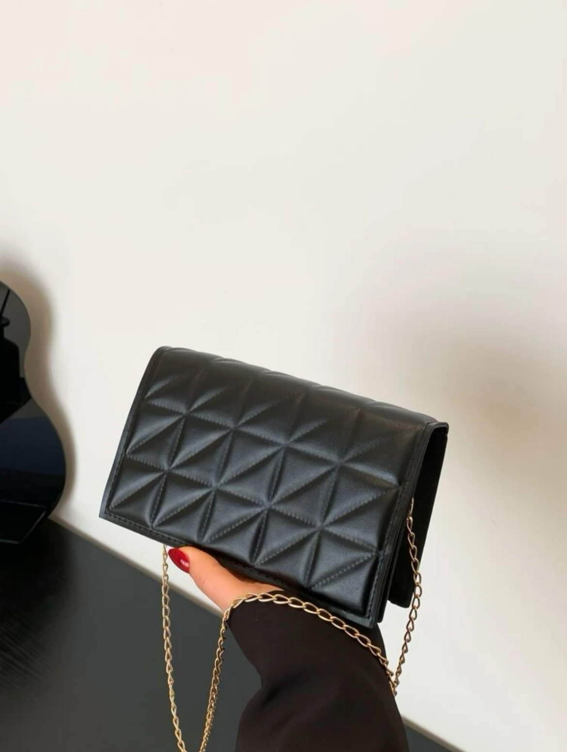 迷你衍縫細節翻蓋鏈條方包