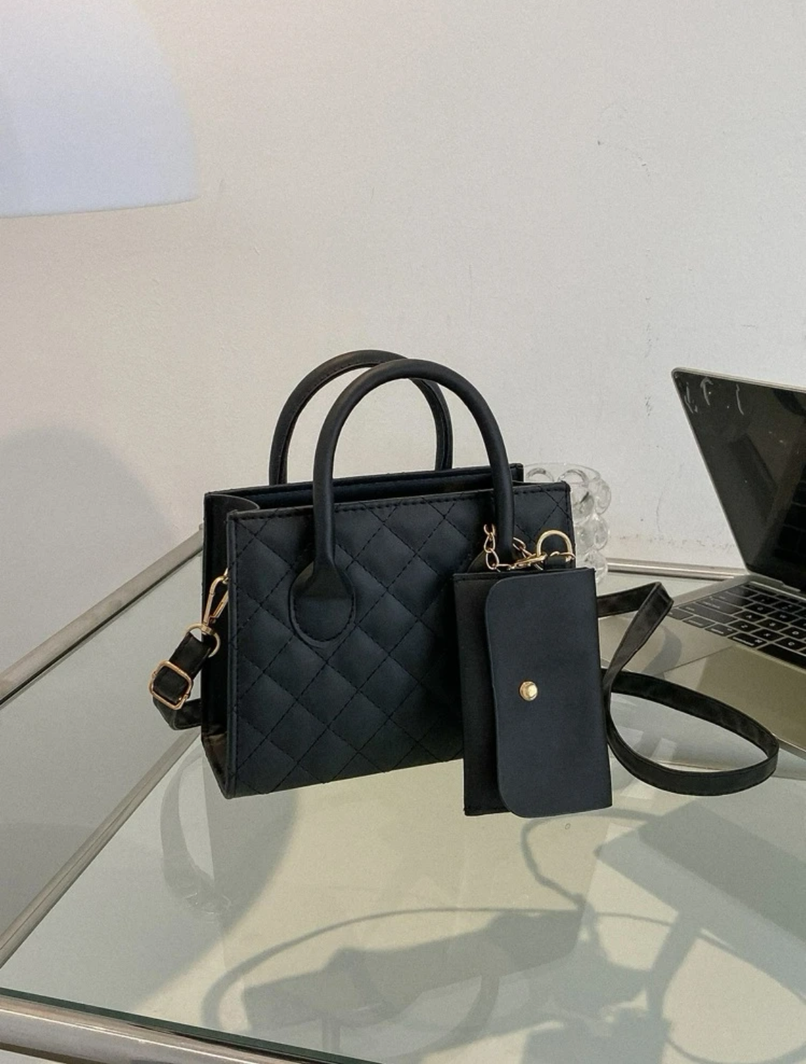 輕便商務休閒絎縫雙把手方形包帶小袋適合青少年女孩女大學生、菜鳥和白領非常適合辦公室、大學、工作、商務、通勤、戶外、旅行、