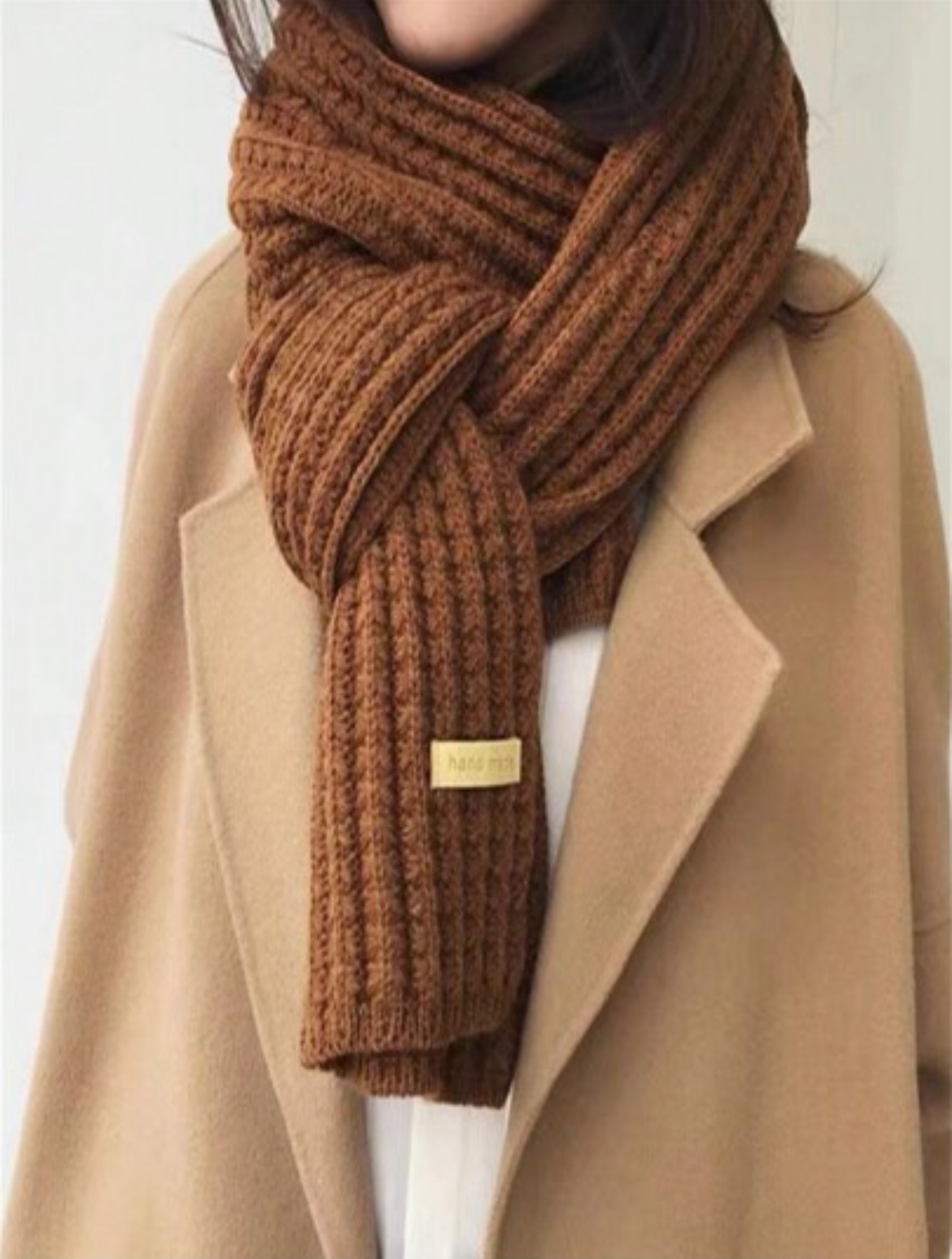 1入2023情侶通用簡約純色針織毛圍巾，秋冬韓國風格時尚街頭戶外多功能保暖圍巾或披肩，適合日常穿著或作為禮物