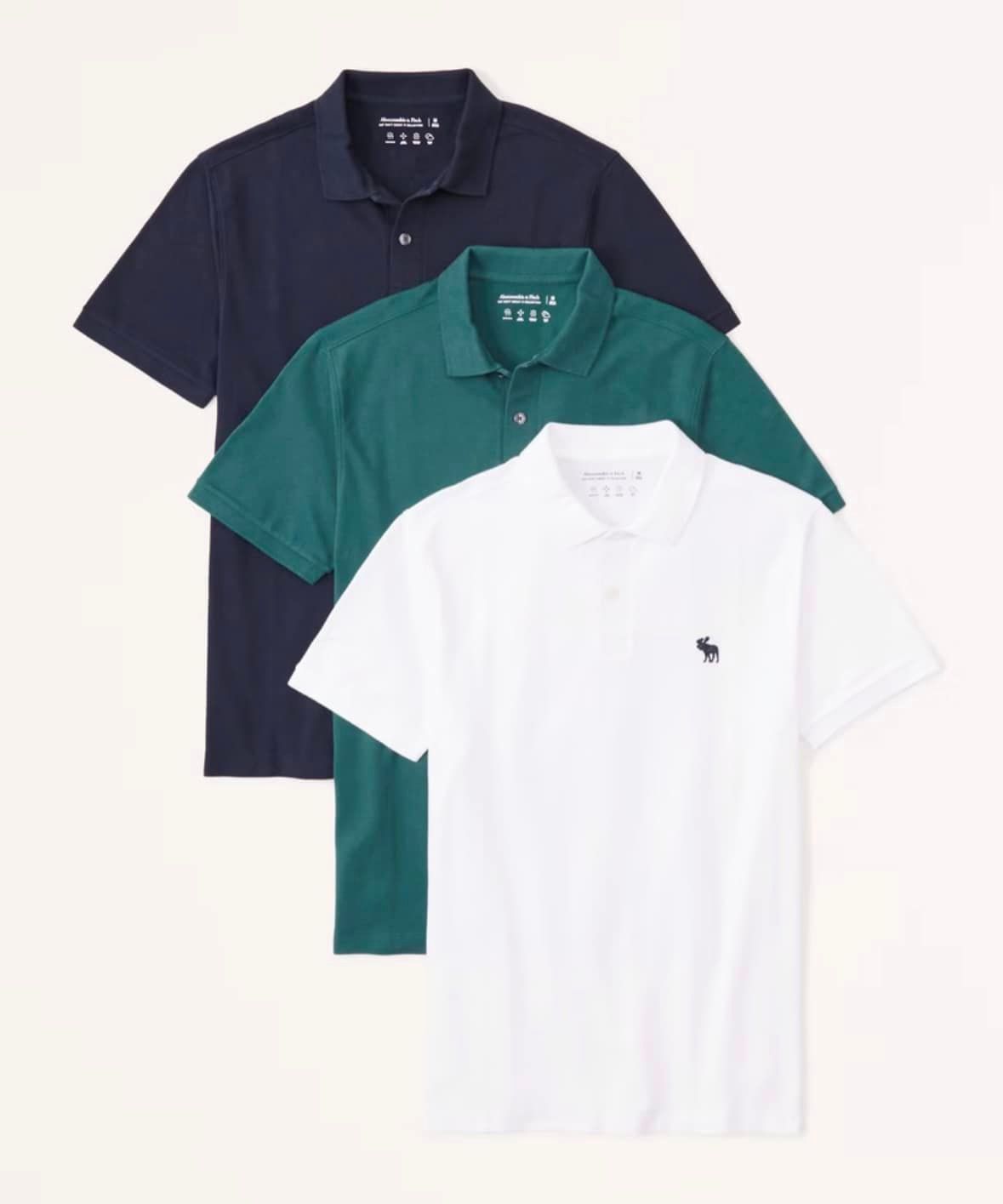 男款 【A＆F】polo衫 三件組（深藍/綠/白）
