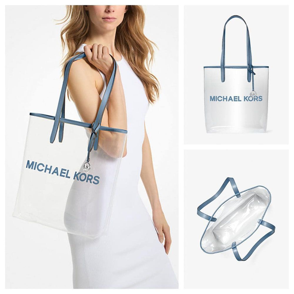 【MICHAEL KORS】MK 透明 托特包 沙灘包 /前雙口袋 托特包 包包