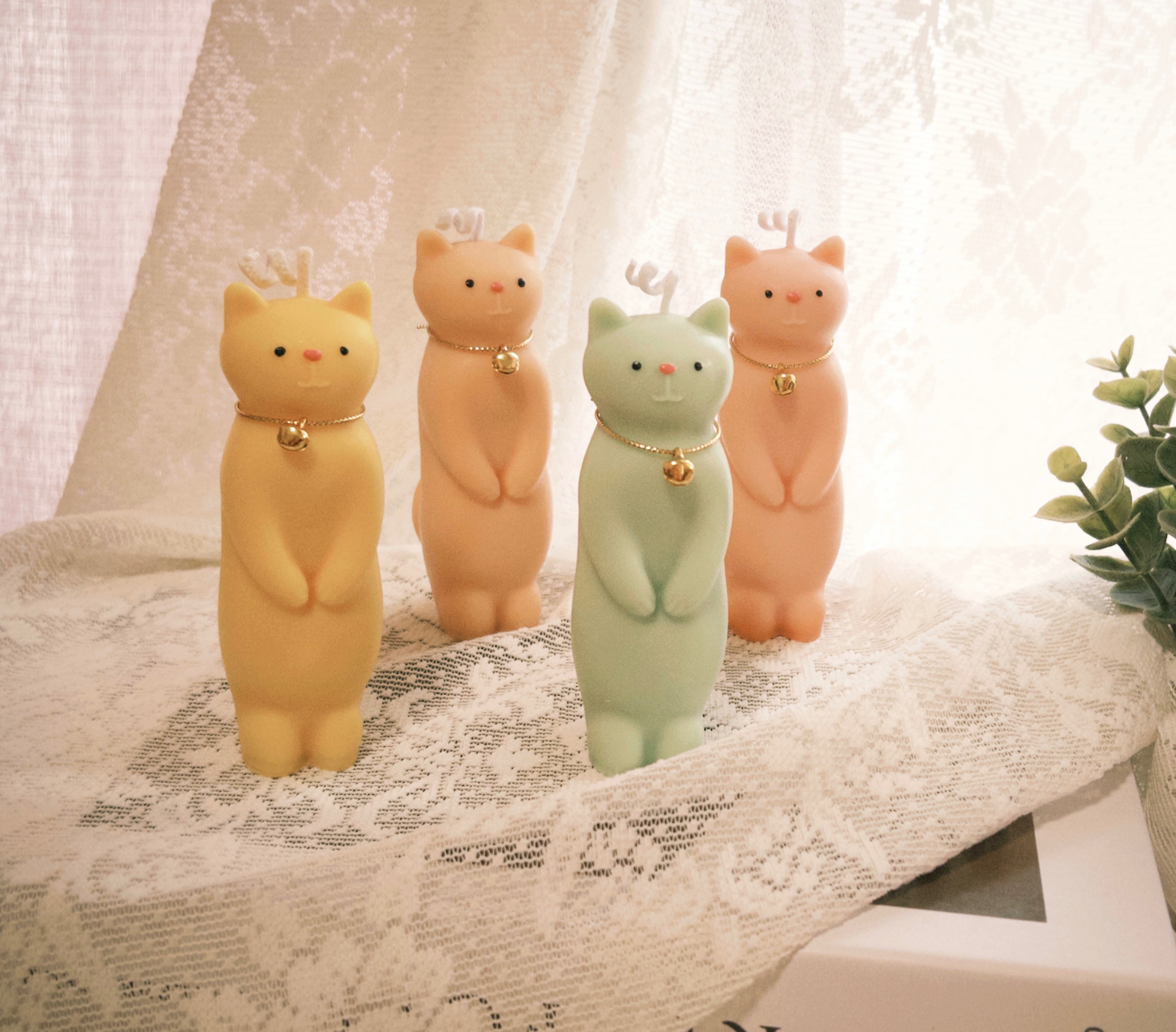 可愛貓咪立正造型蠟燭