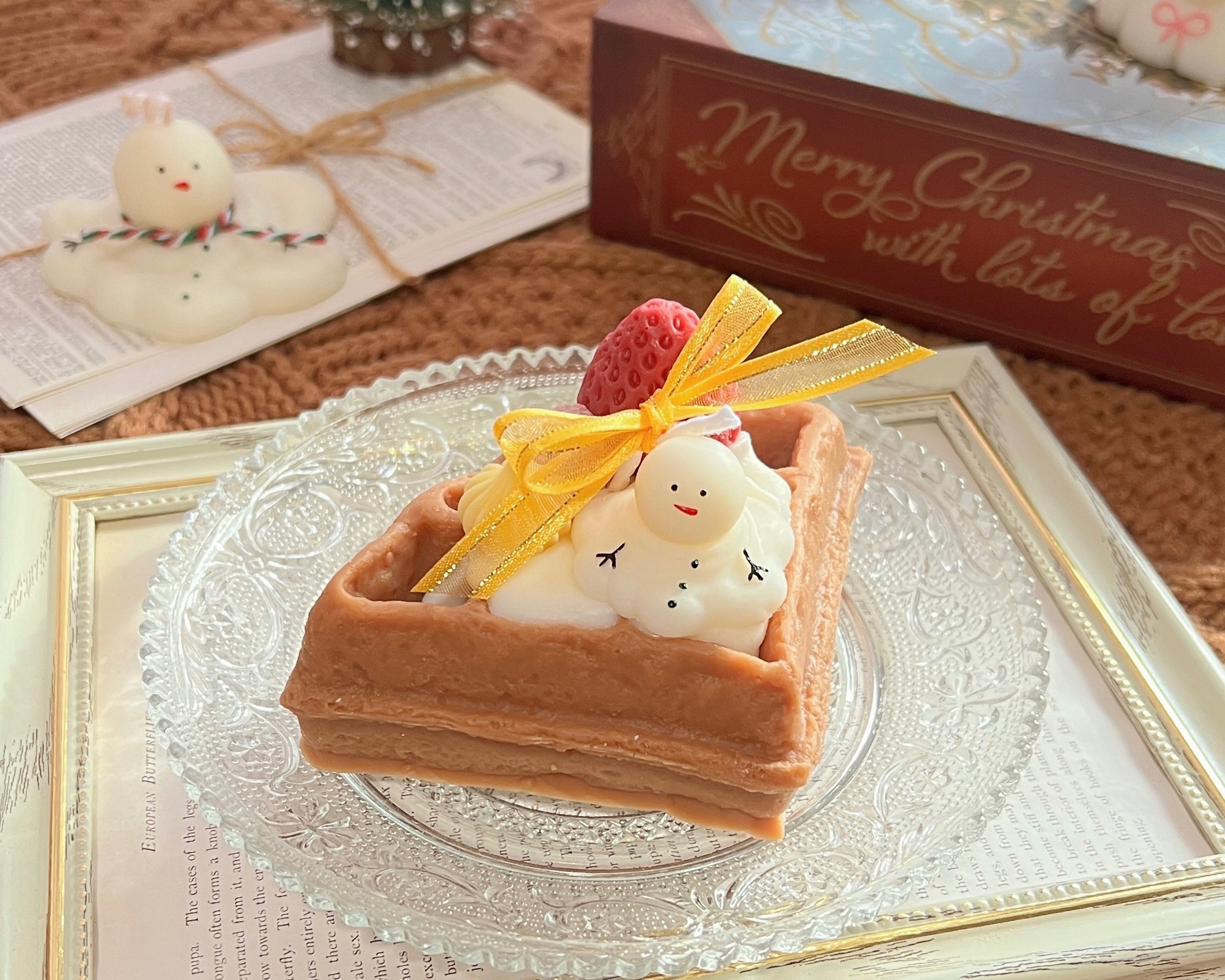 聖誕雪人鬆餅造型蠟燭