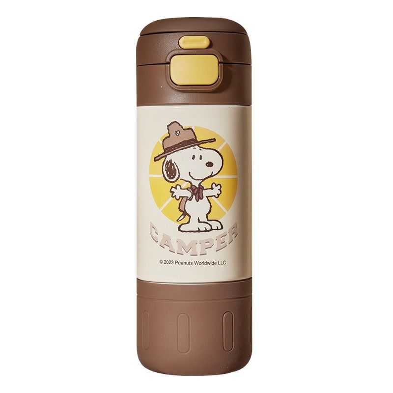 史努比雙用保溫杯 316不鏽鋼雙飲保溫杯 上學上班用 便攜雙飲水杯 吸管直飲杯500ml