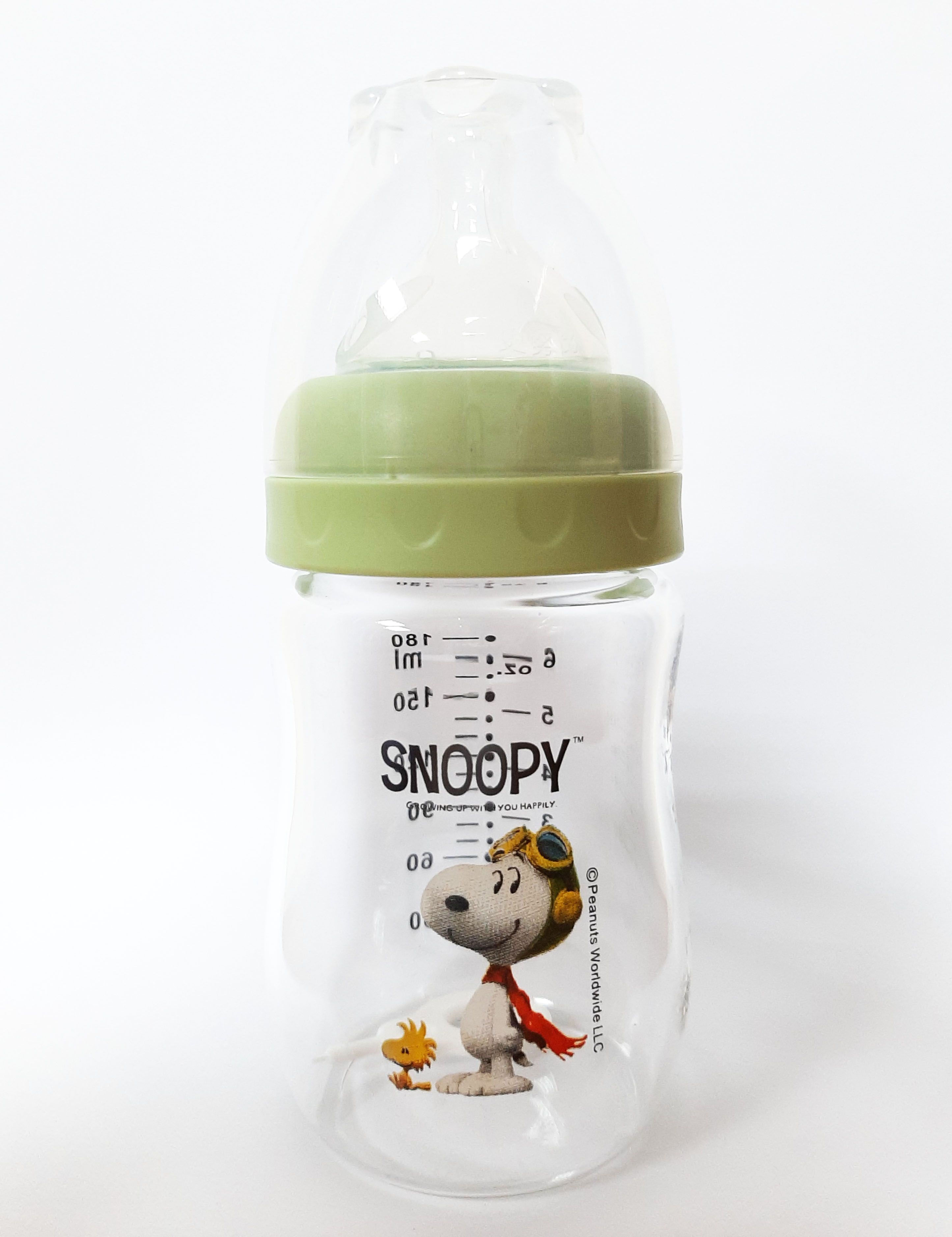 史努比SNOOPY 寬口葫蘆鉑金玻璃奶瓶 180ML
