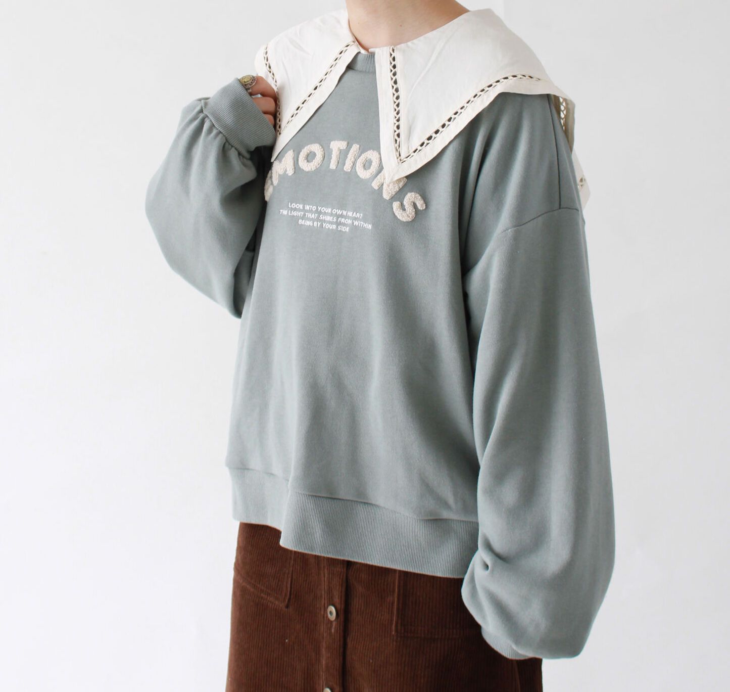 ehka sopo字母刺繡長袖大學T（AA01001）
