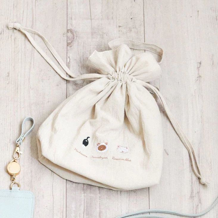 日本salut!貓咪刺繡抽繩 日系手提包 棉布包 外出手提袋 小包（OT3019）