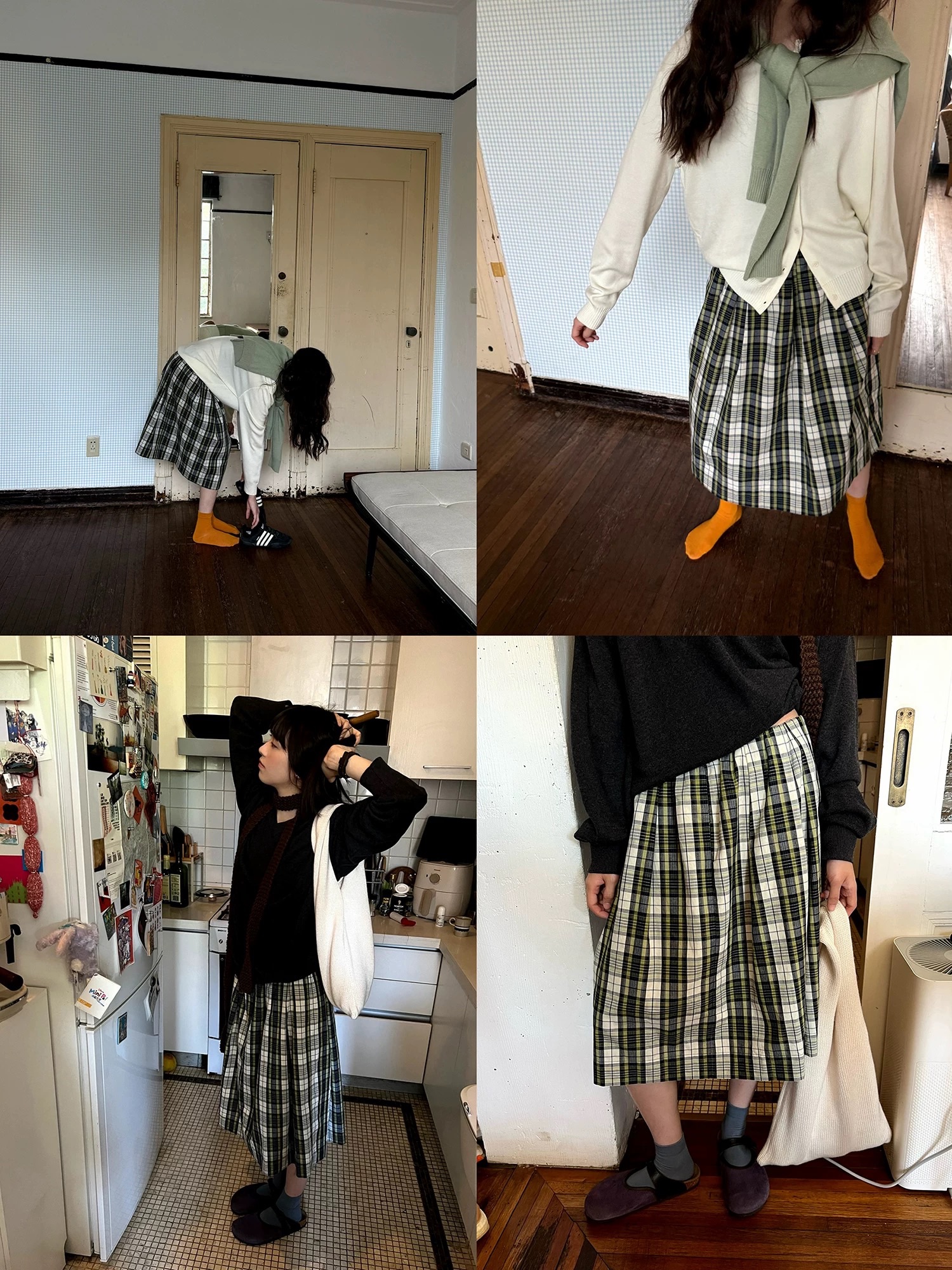 綠色格紋半身裙
