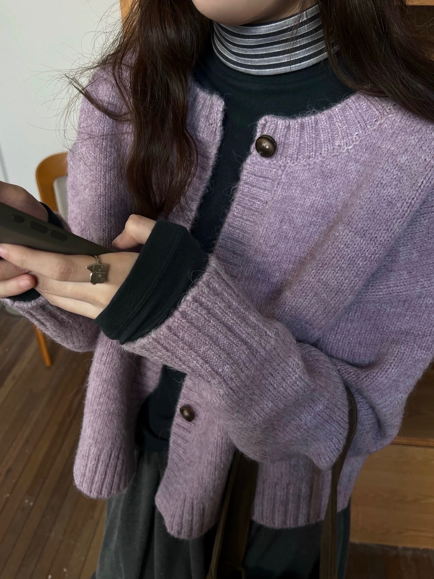 New🫧 粉紫厚羊駝毛衣