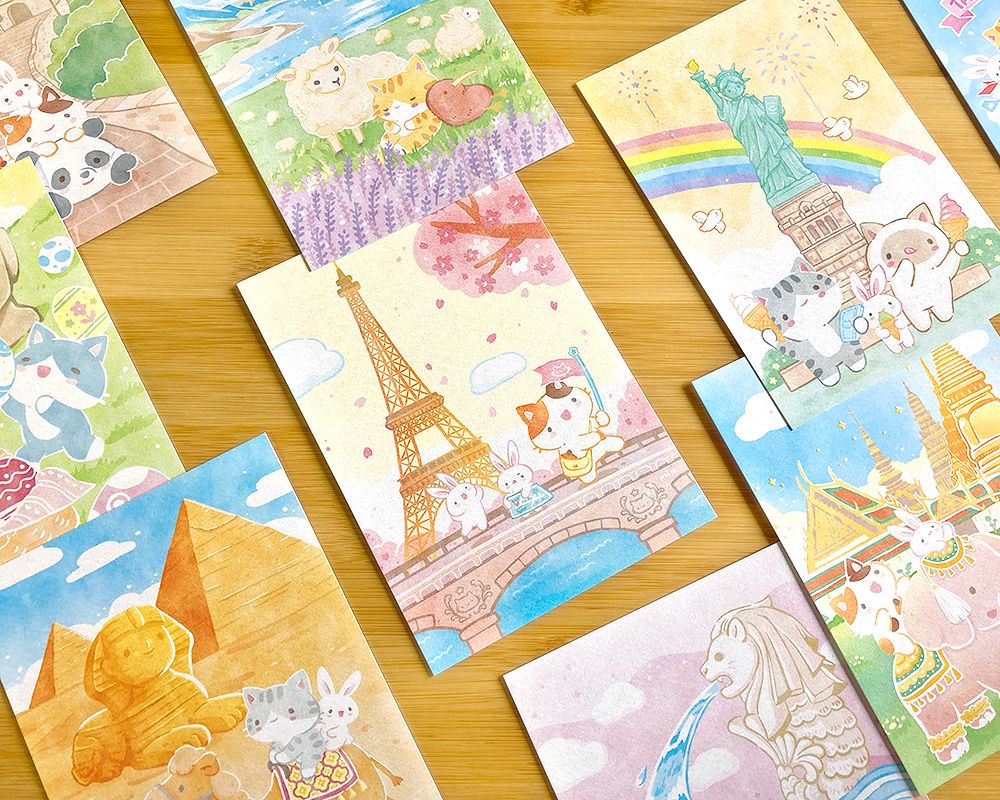 秘密貓 環遊世界系列 插畫明信片  （共13款） （202503更新）