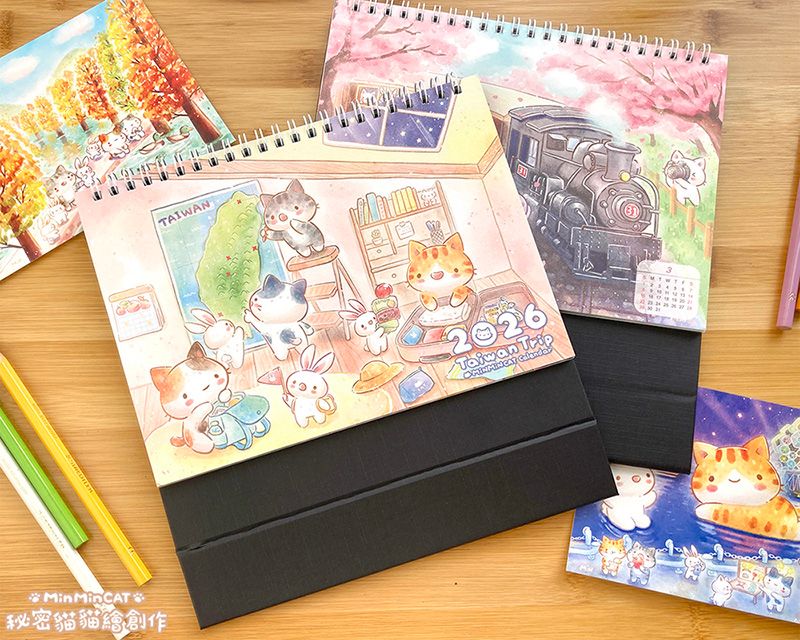 2026秘密貓插畫桌曆/掛曆/年曆小卡