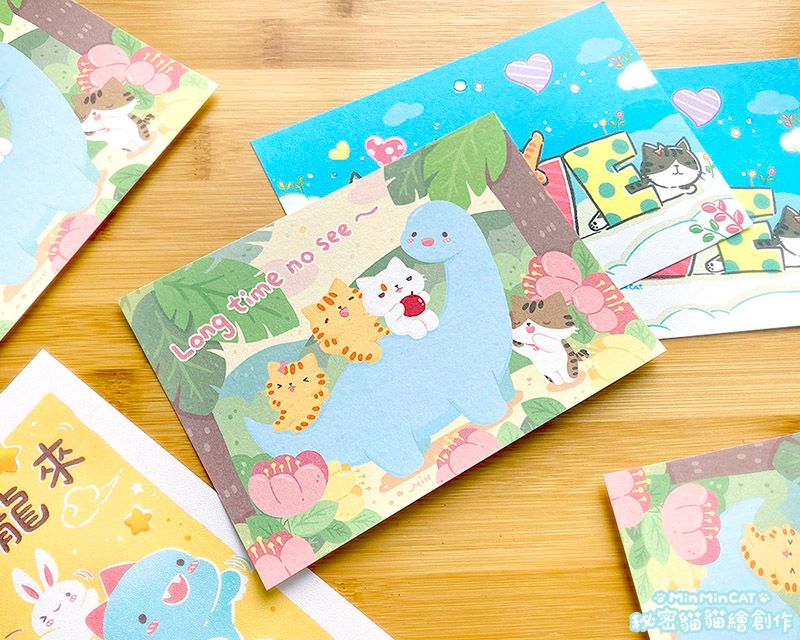 插畫風明信片-勇者貓系列