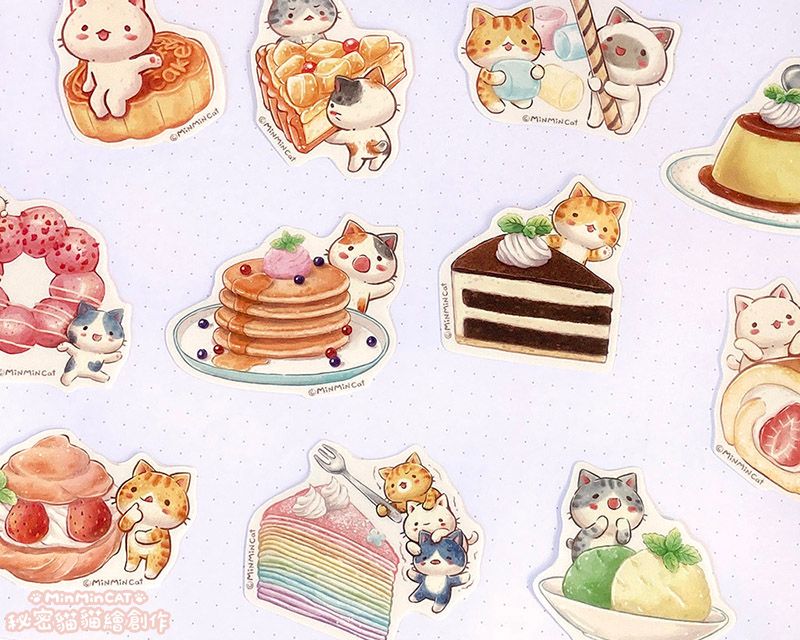 秘密貓甜點時光（大全包） 防水貼紙 ＆ 透明貼紙