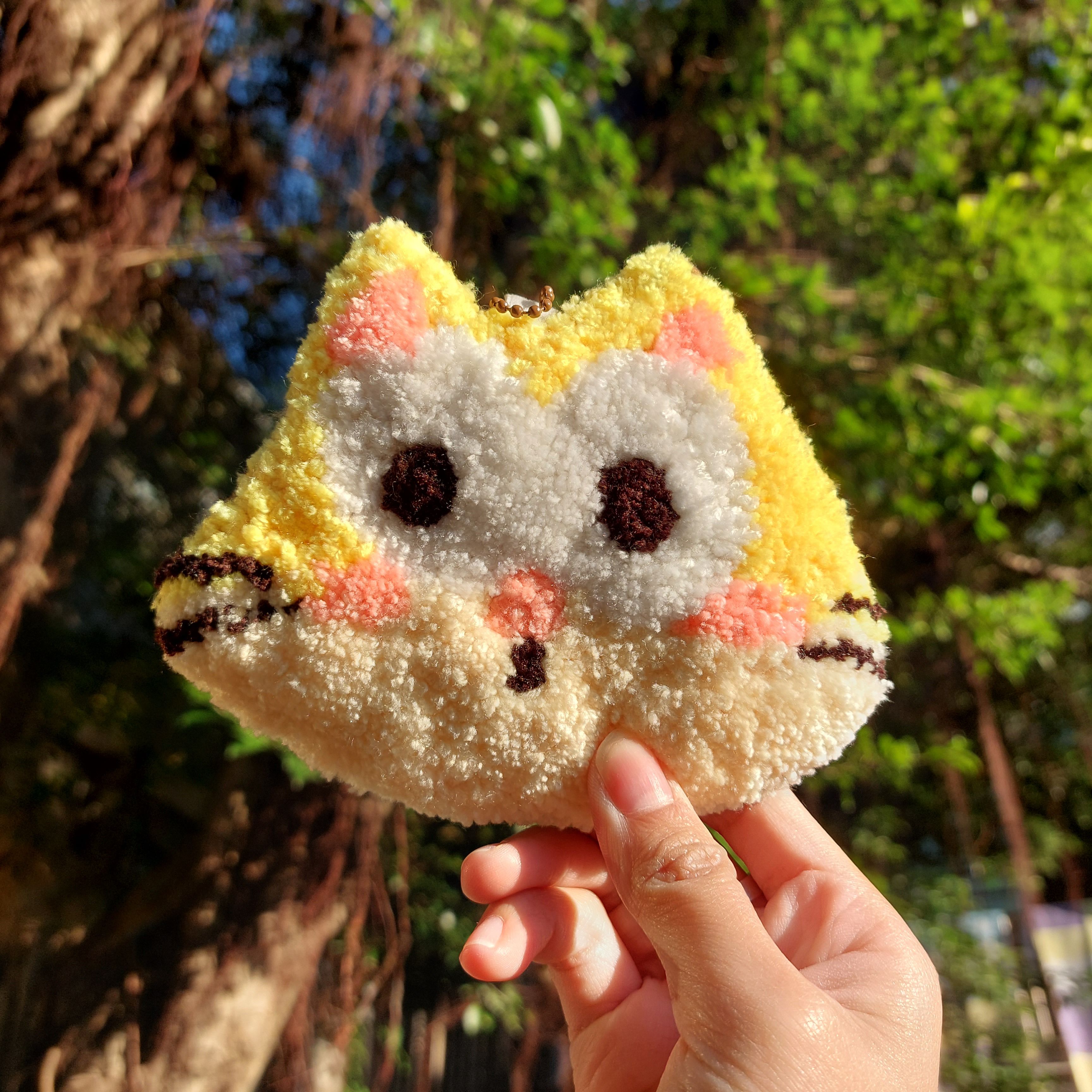 短腿貓貓與奇異鳥鳥｜手工戳刺繡杯墊吊飾
