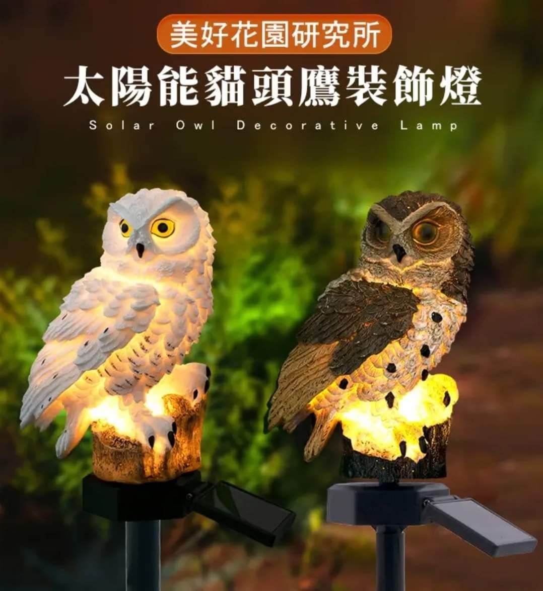 超可愛🌞太陽能貓頭鷹草坪燈