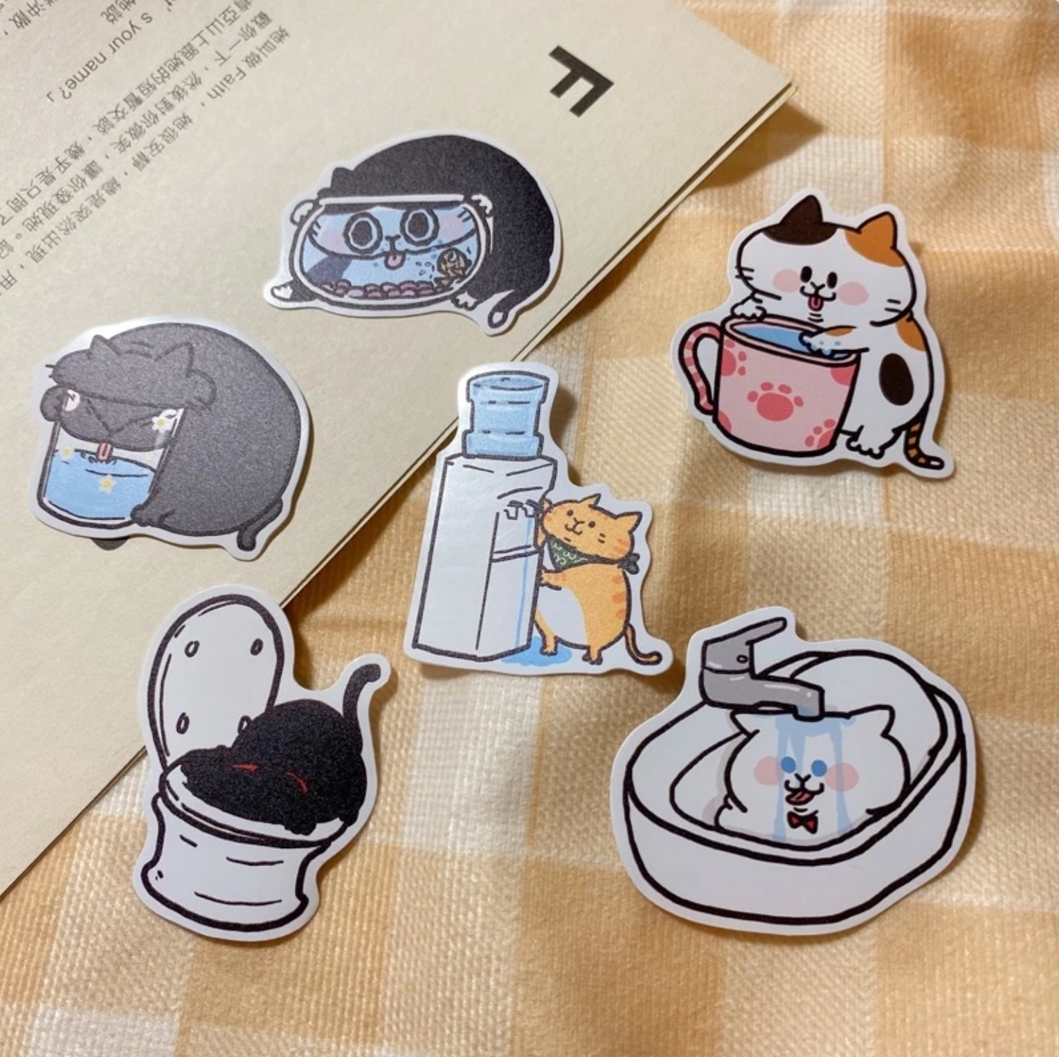 [耍廢貓的日常]喝水系列防水小貼紙