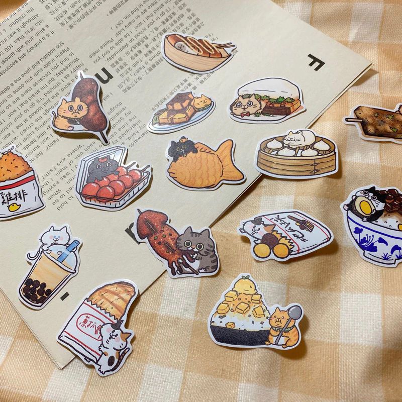 [耍廢貓的日常]夜市系列防水小貼紙