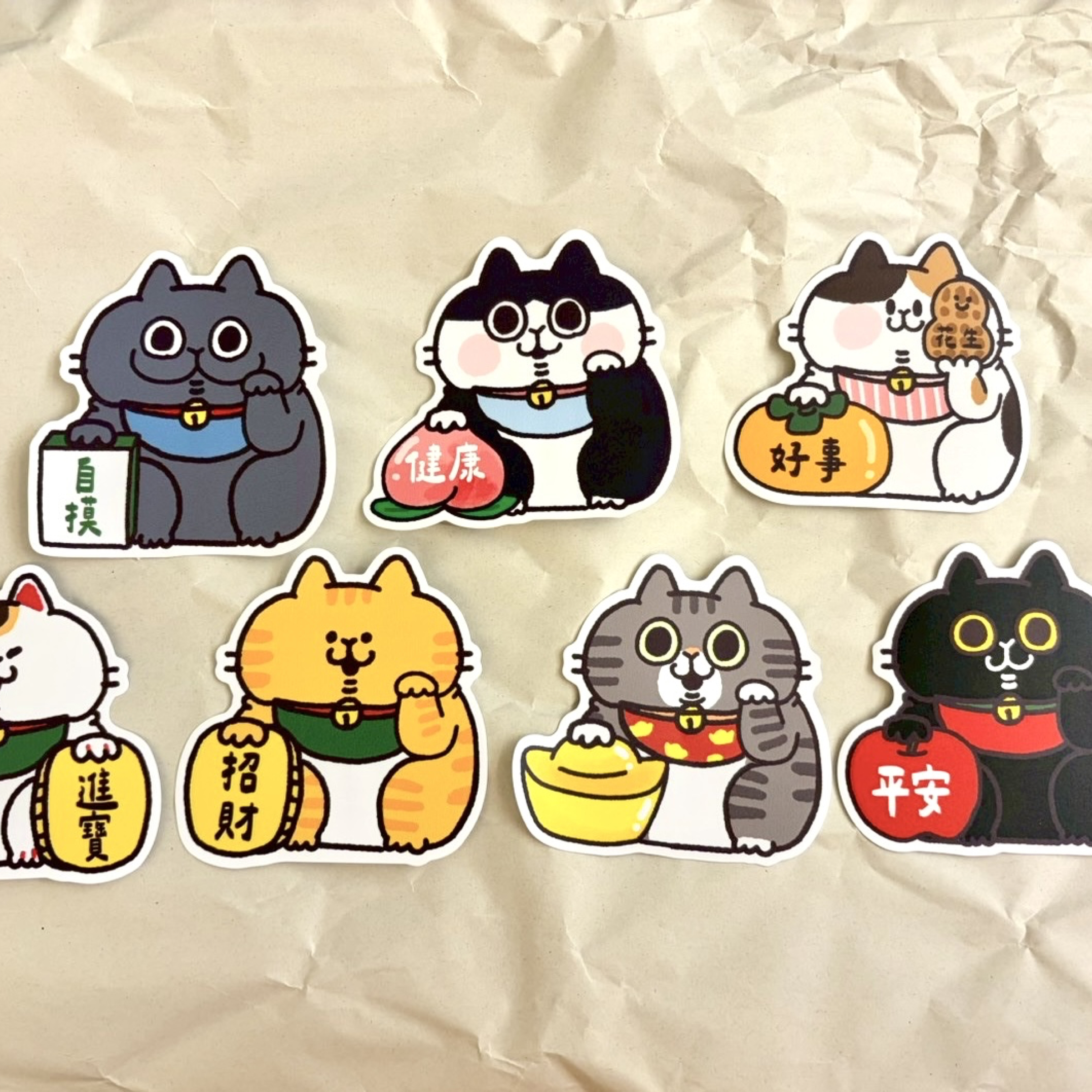 ［耍廢貓的日常］招財貓防水大貼紙