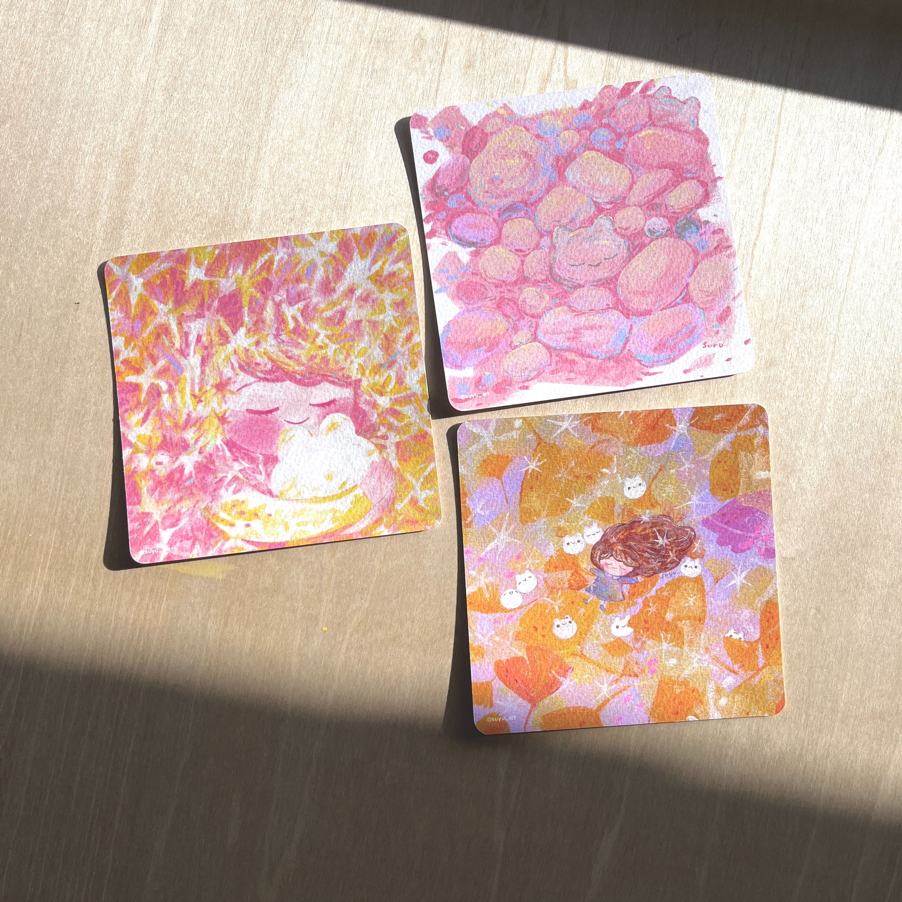 suyu插畫個展🌟收集星星的路上🌟水彩紙印刷單面彩印方形小卡 萬用卡