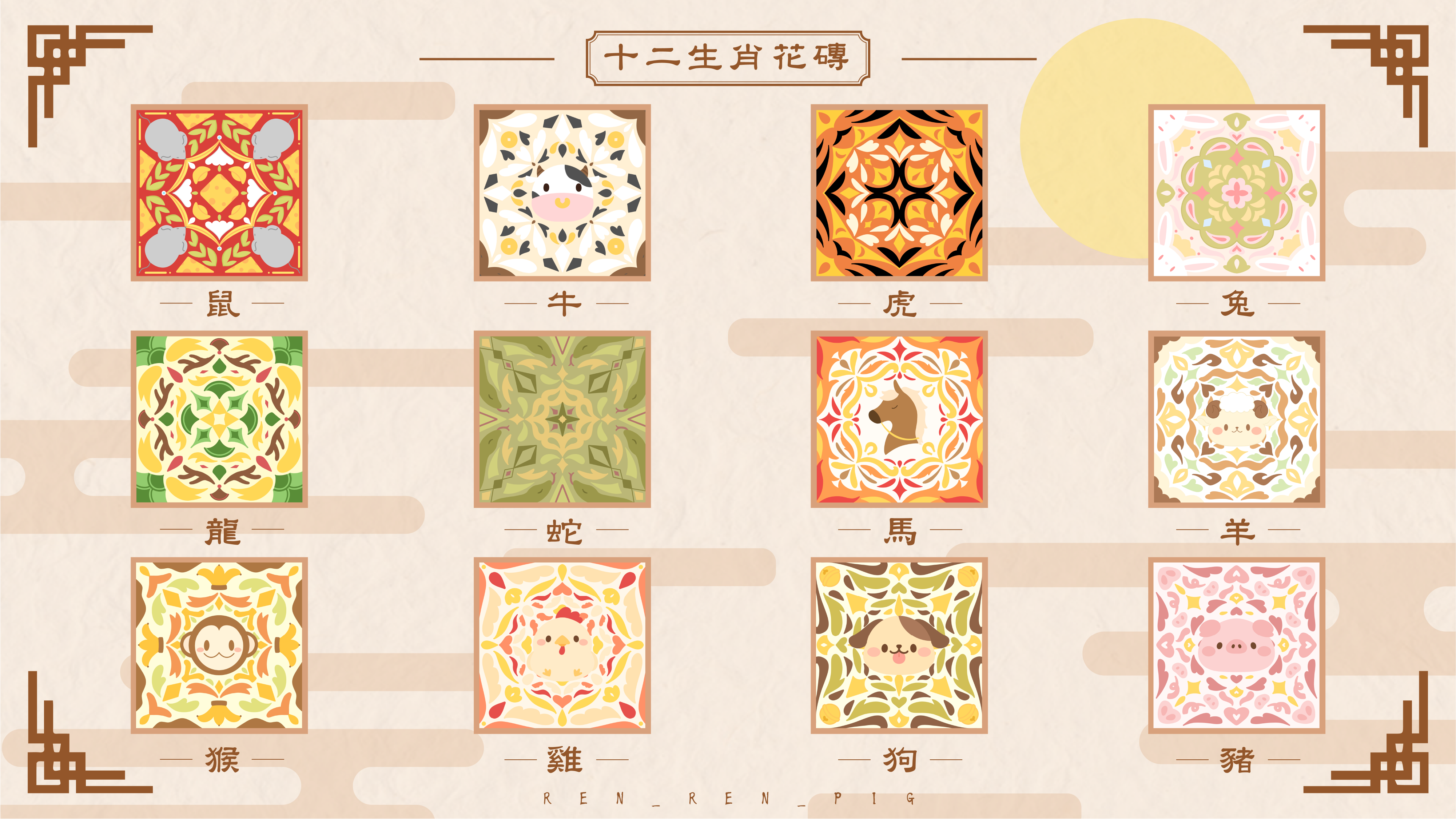 12生肖杯墊
