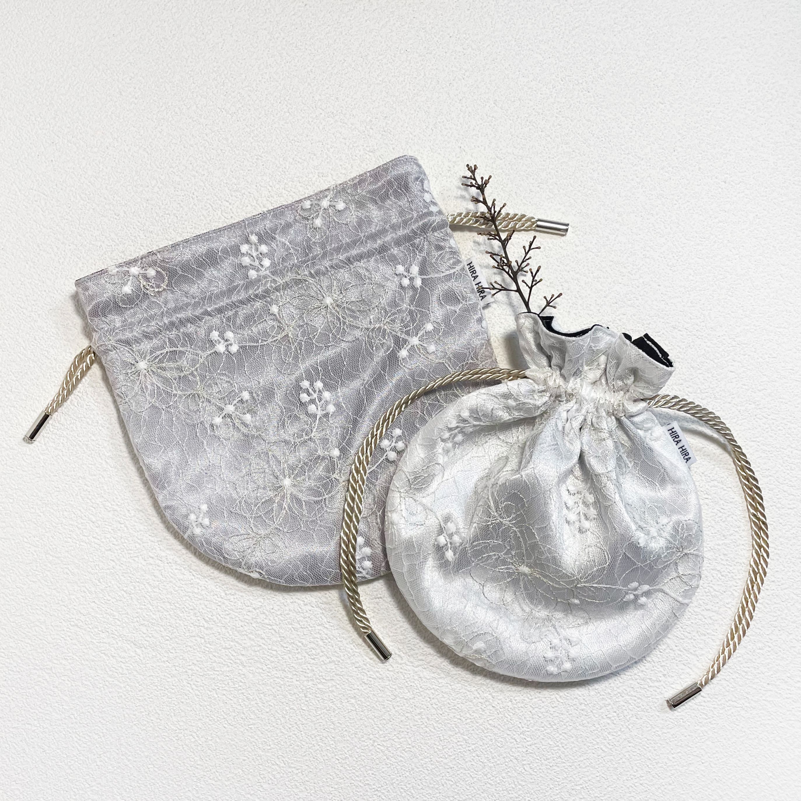 HIRA HIRA ✧ 束口小物收納袋/刺繡花卉圖/4色