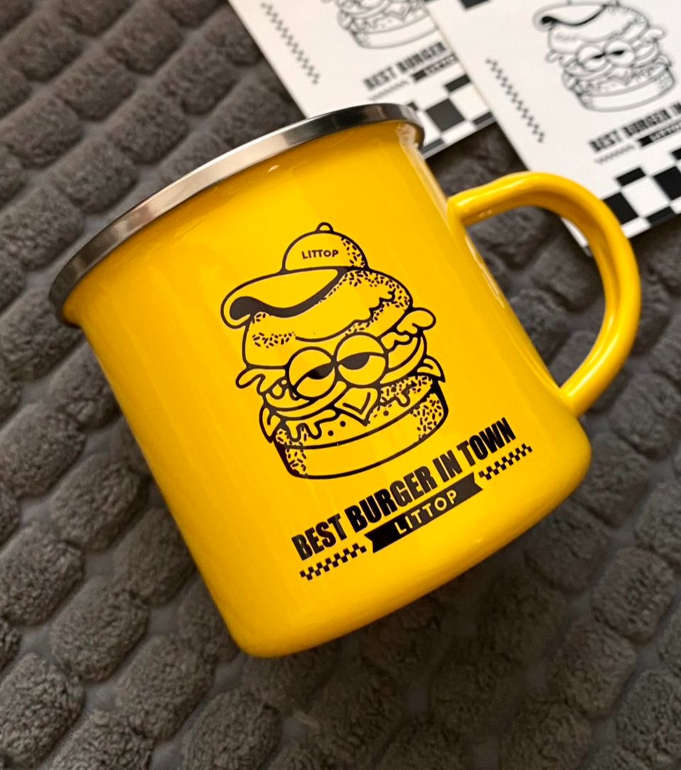 漢堡露營琺瑯杯