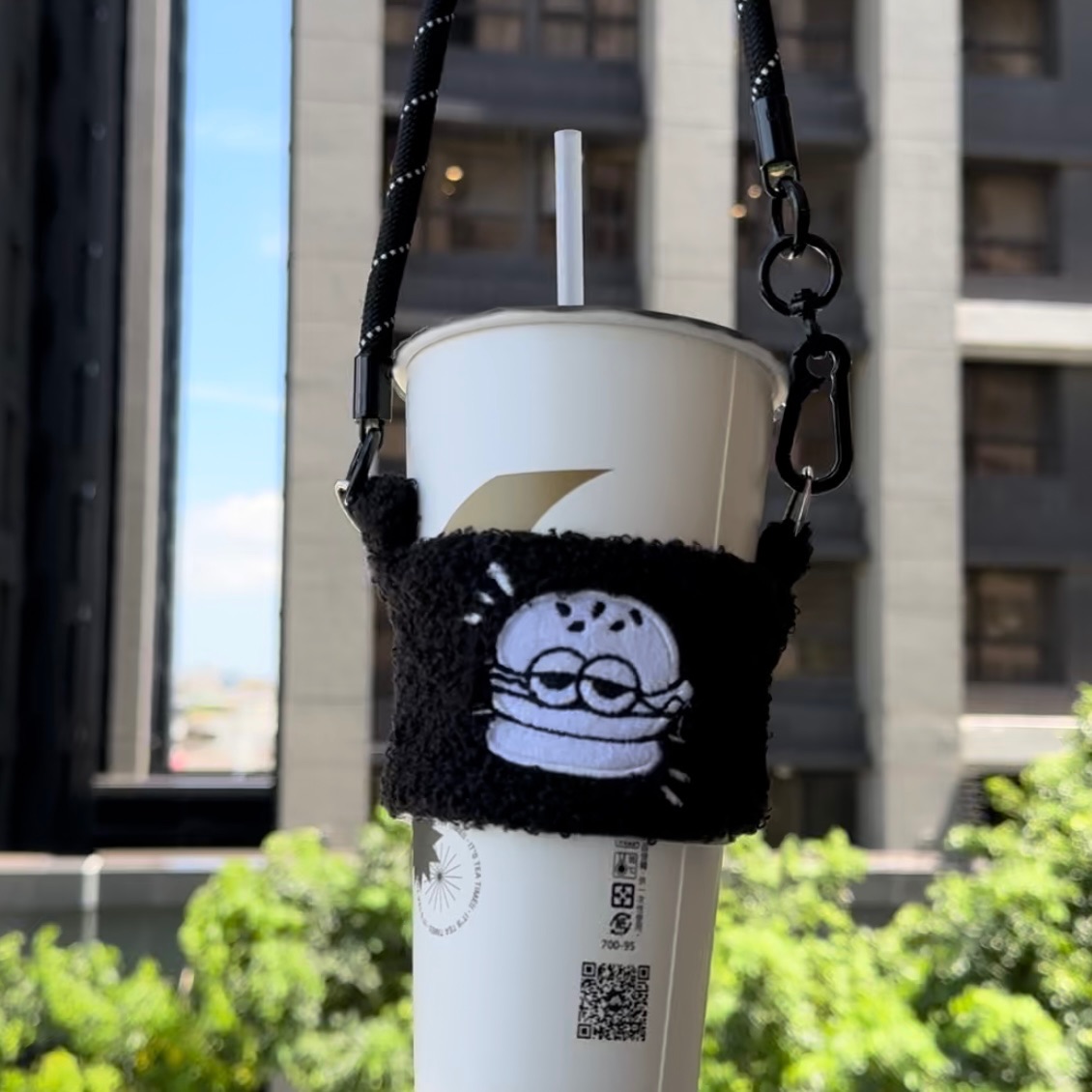 漢堡絨毛杯套（附掛繩）