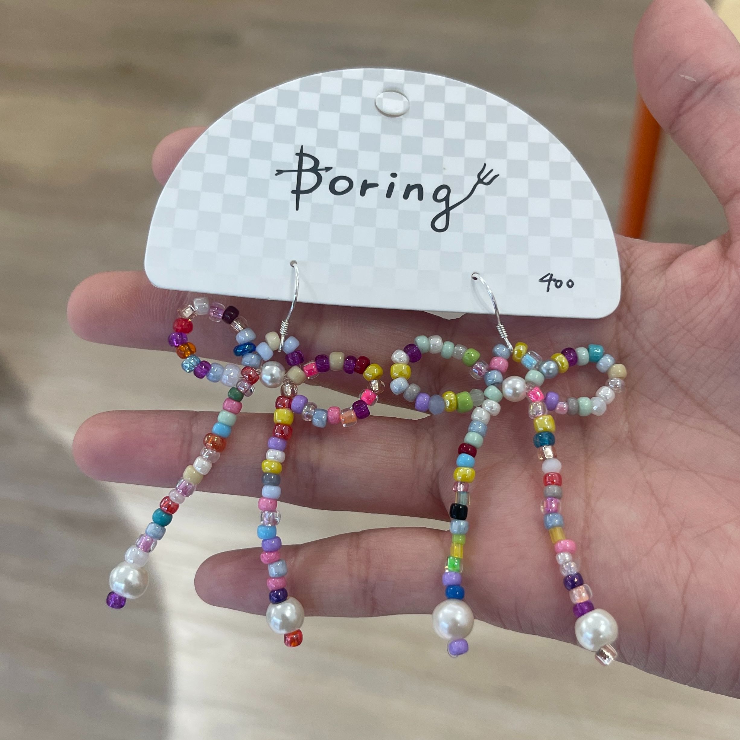 隨機彩色蝴蝶結耳環（純銀耳針）