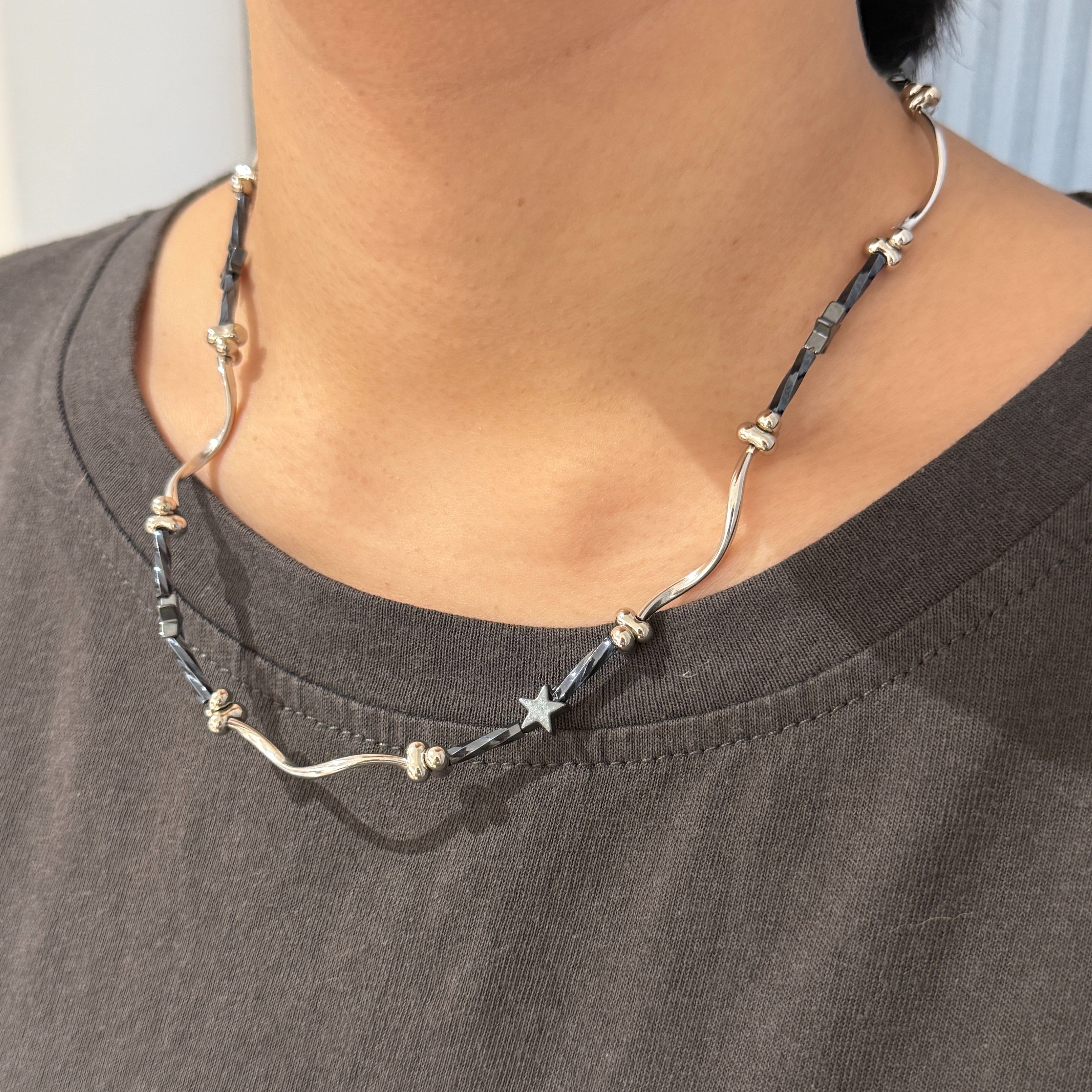 流星金屬波浪管項鍊