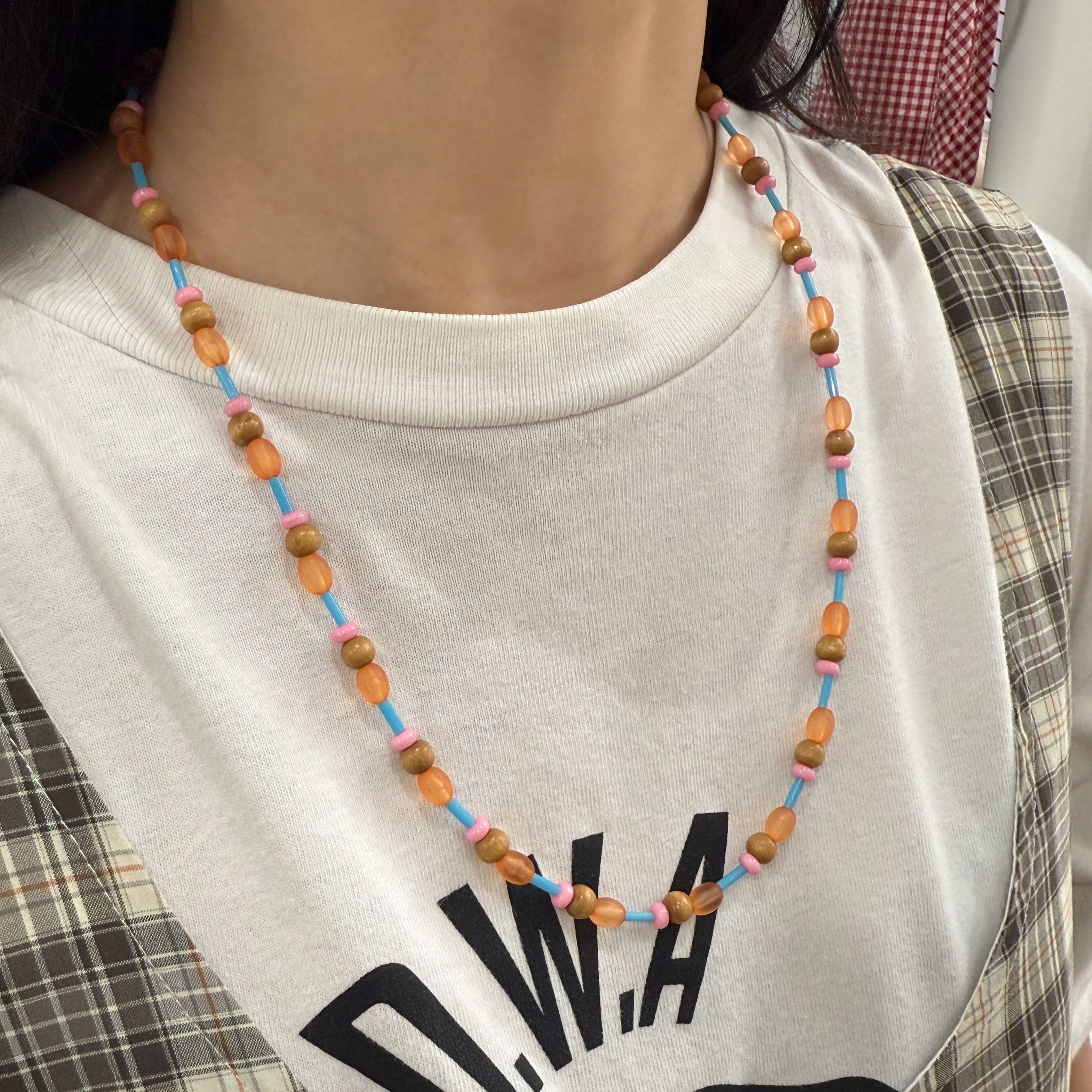 曼非斯色塊串珠項鍊