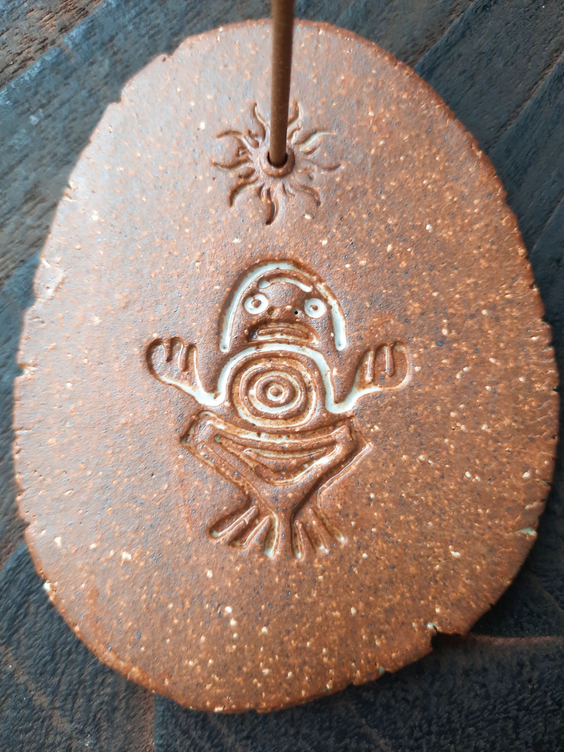 墨西哥古青蛙圖騰香盤 火元素陶墜