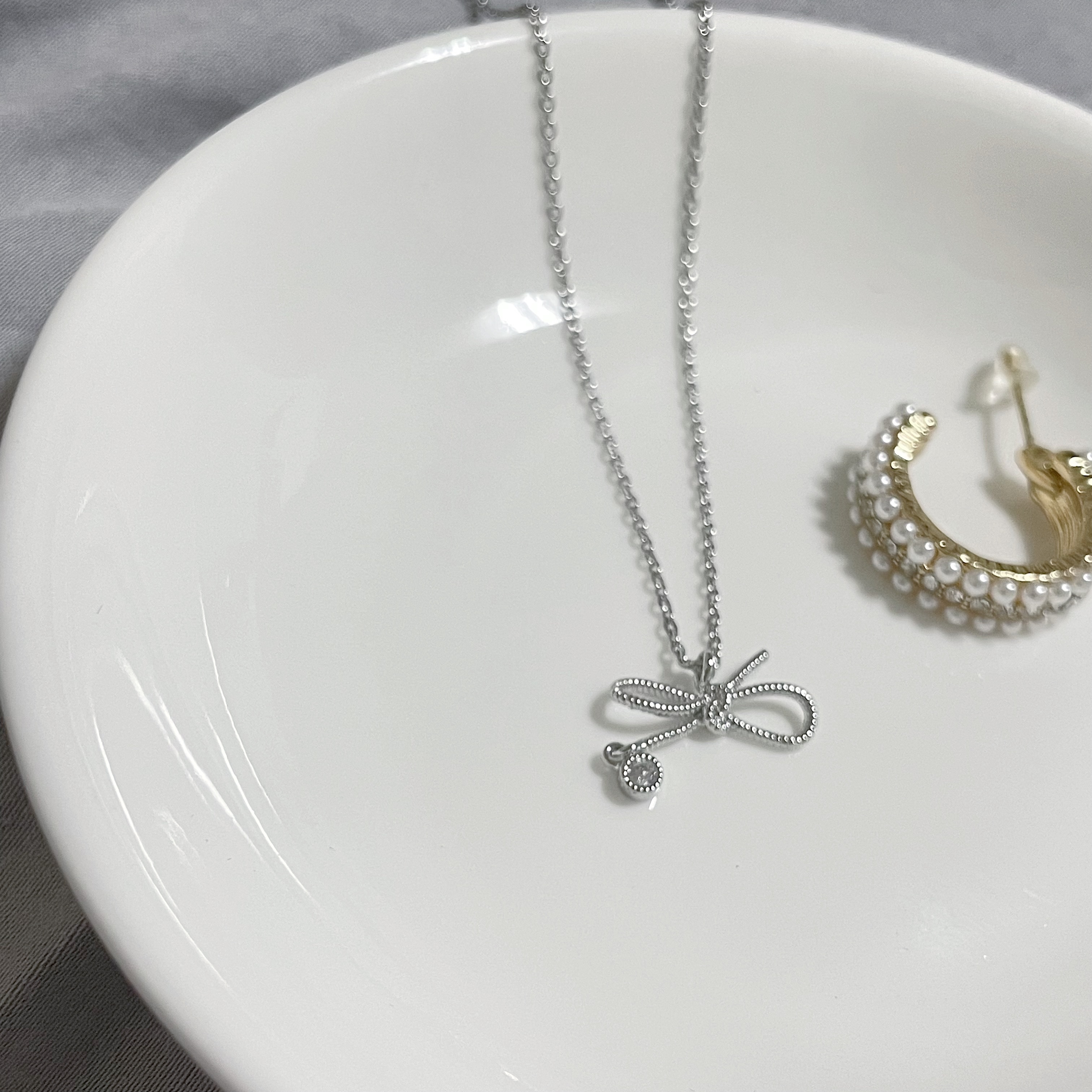 A020簡約素雅風蝴蝶結項鍊